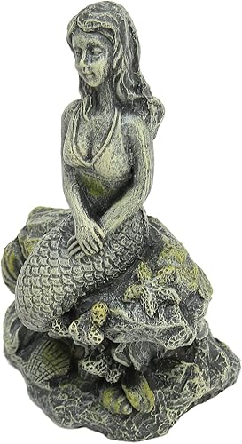 Miniatura 9 de Estatua de sirena de acuario, hermosa decoración de resina segura para pecera, decoración de resina para decoraciones, escultura de sirena de