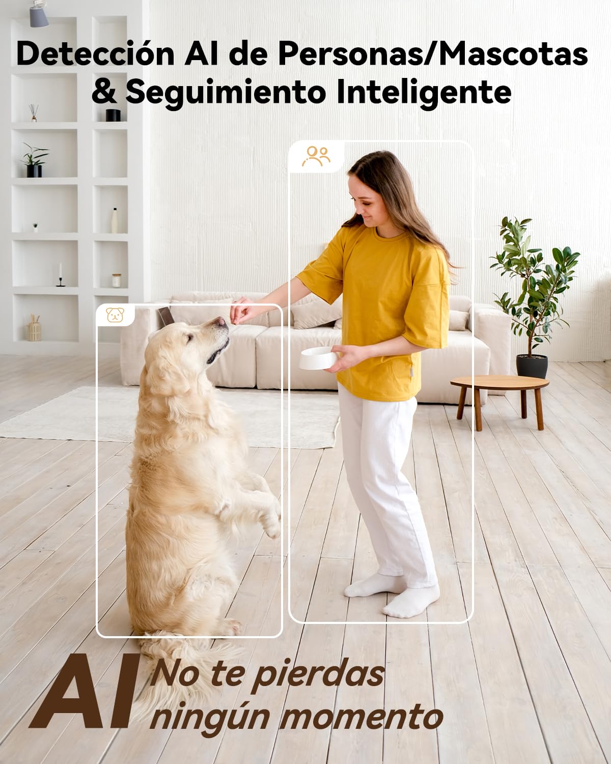 Imou 6MP(2K+2K) Cámara IP WiFi Doble Lente, 2.4/5Ghz Cámara Vigilancia WiFi Interior, Visión Nocturna en Color, Detección de Humana, Botón para Llamar, Admite Tarjeta SD hasta 512 GB, Ranger 2C Dual