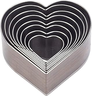 PH PandaHall 8 pcs High Carbon Steel One Hole Hollow Punch Cutter Set, 8 Sizes Heart Leather Die Cutter Tool Cutting Punching Die for Handmade DIY Leather Craft