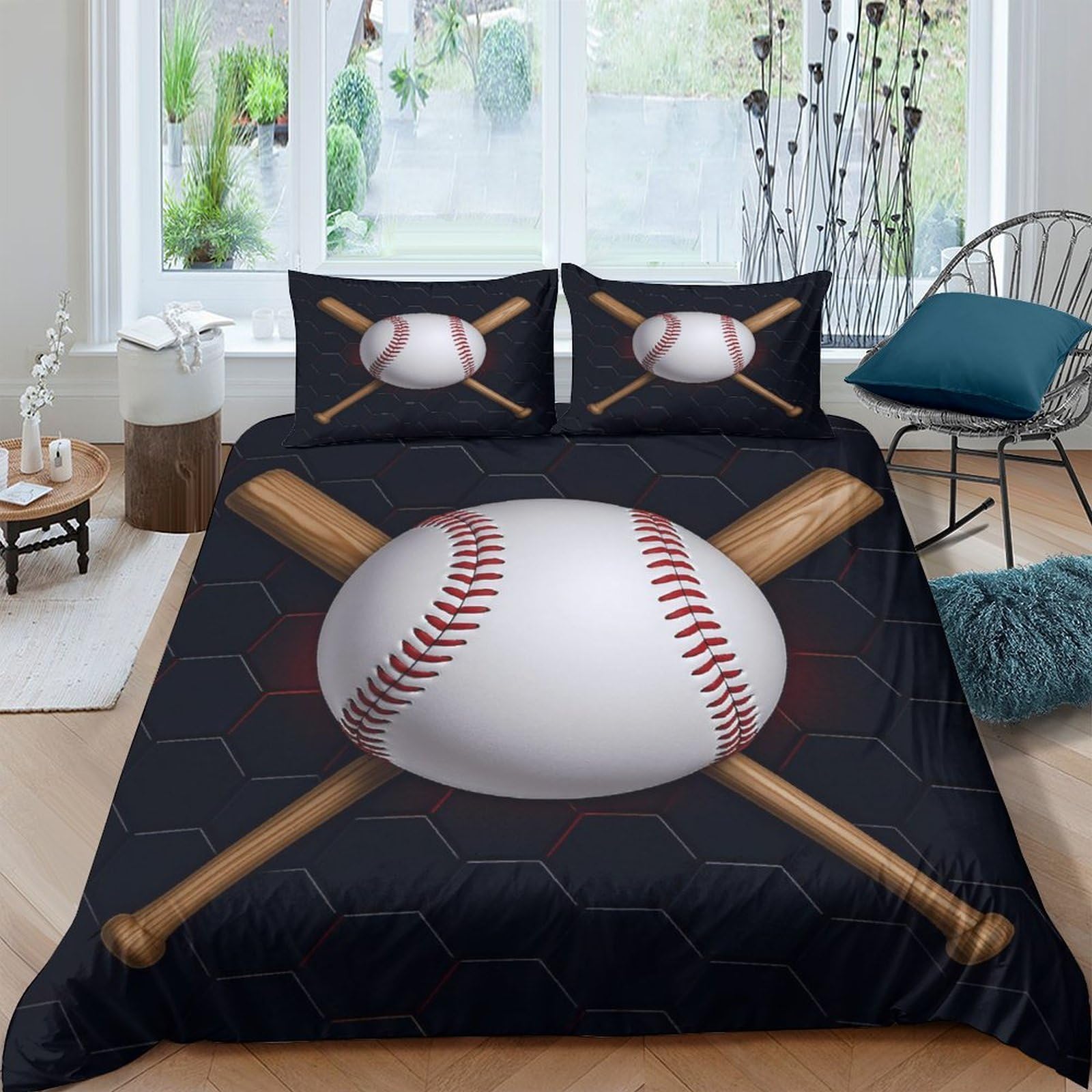 Ctjqhvkz Style-2 3D Printed Baseball Bat Fitted Sheet Microfiber Soft Breathable Sports Ball Bed Cover For Bedroom Dorm Mattress Protection Decor Single（135X200cm）