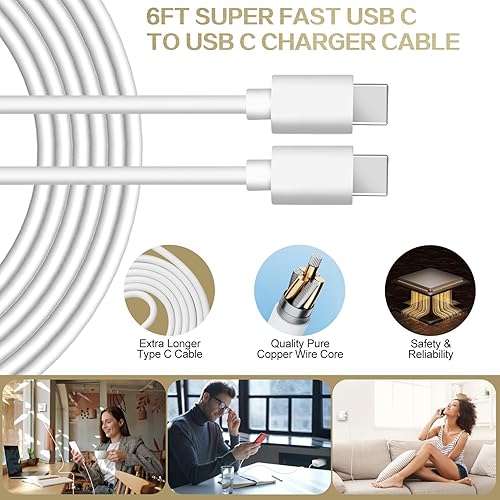 Miniatura 5 de Cargador rápido para iPhone 15 de carga rápida, cargador de iPhone 15 Pro, paquete de 3 adaptadores de cargador de pared USB C rápido de 20 W, cable