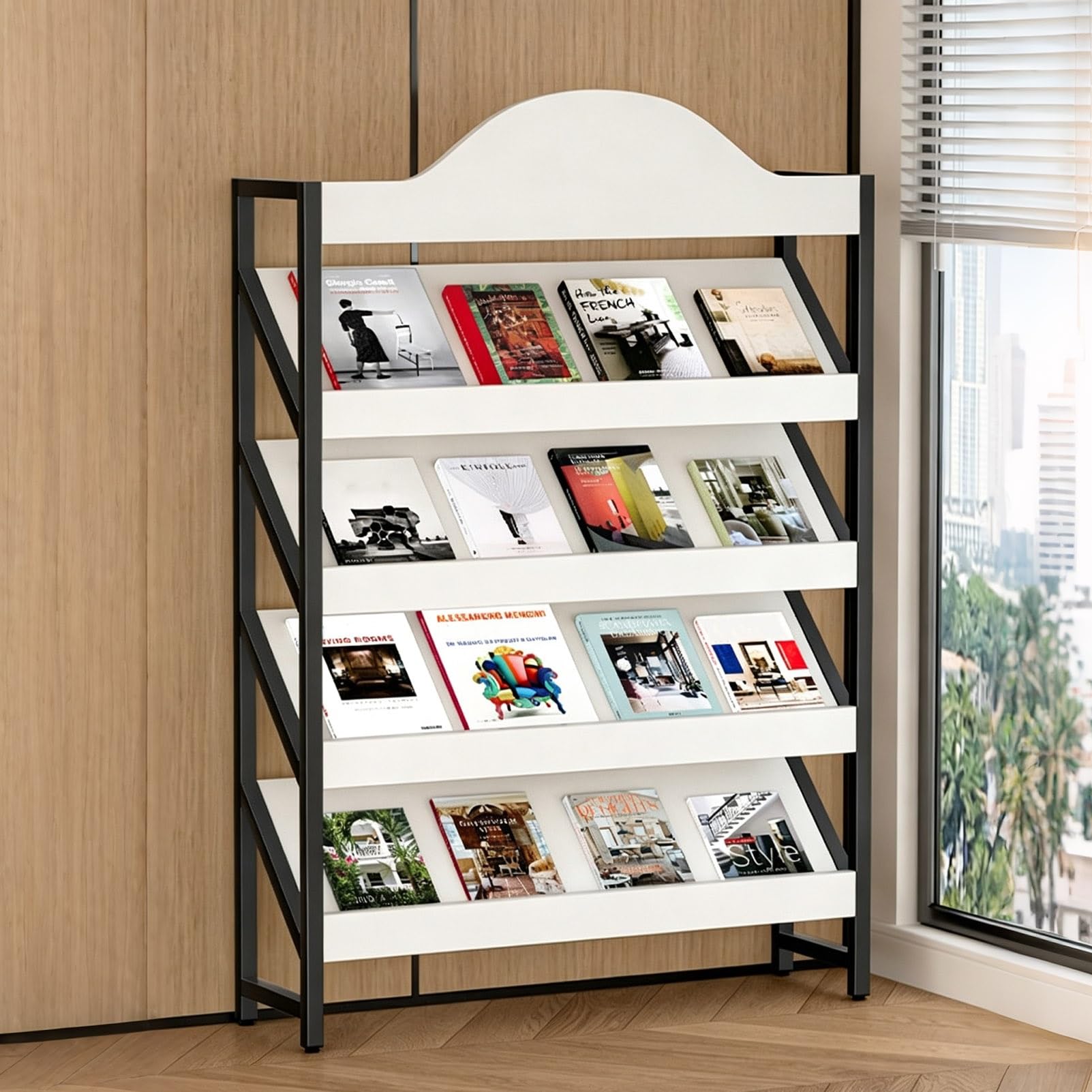 TRAGLO Floor Magazine Rack 4/5/6 Tier Brochure Display Stand Bookshelf