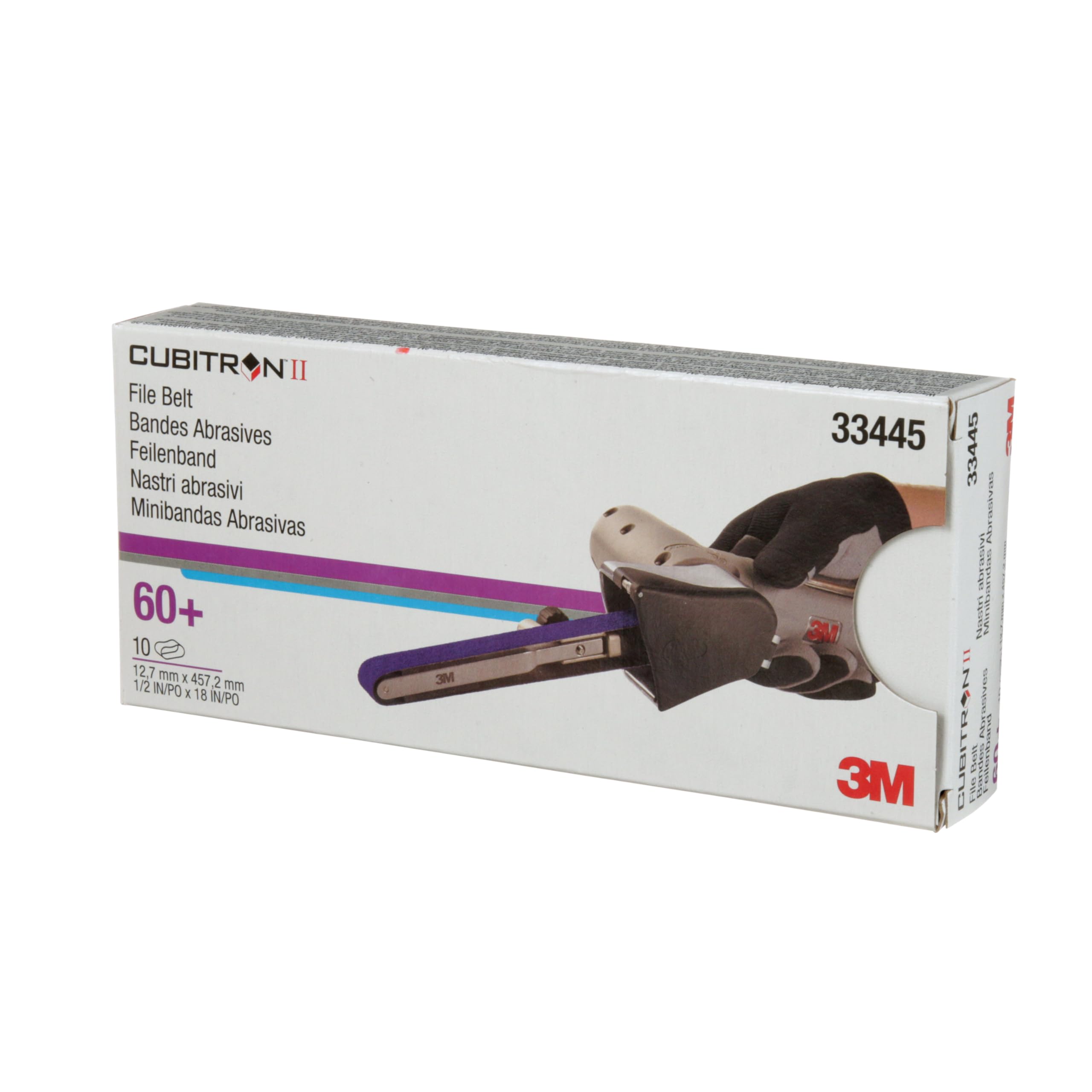 3M Cubitron II 33445 Cinghie di limatura a Grana 60+, 1,27 x 45,7 cm, Confezione da 10, Legate in Resina, per la rimozione di Saldatura a Punti