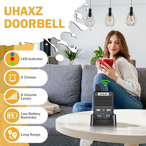 Miniatura 4 de Timbre inalámbrico, timbre dúplex completo, inalámbrico, alcance de 1000 pies, timbre de puerta intercomunicador manos libres, comunicación de 2