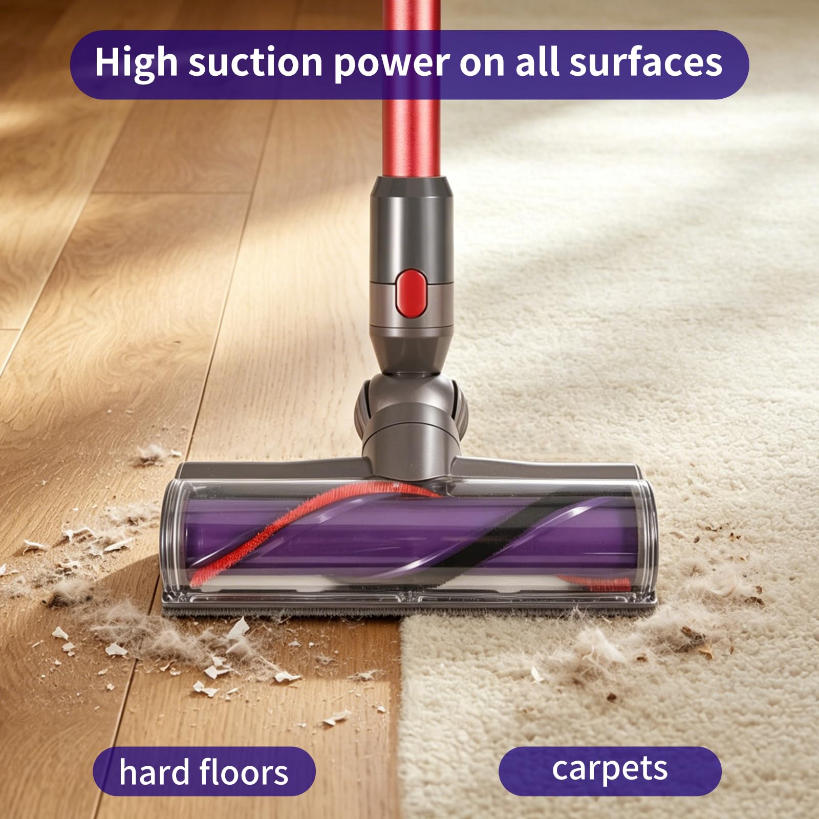Cepillo compatible con Dyson V10 V11 V7 V8 V15, accesorio de repuesto para boquilla de suelo de turbina de 25 cm, adecuado para suelos duros y alfombras