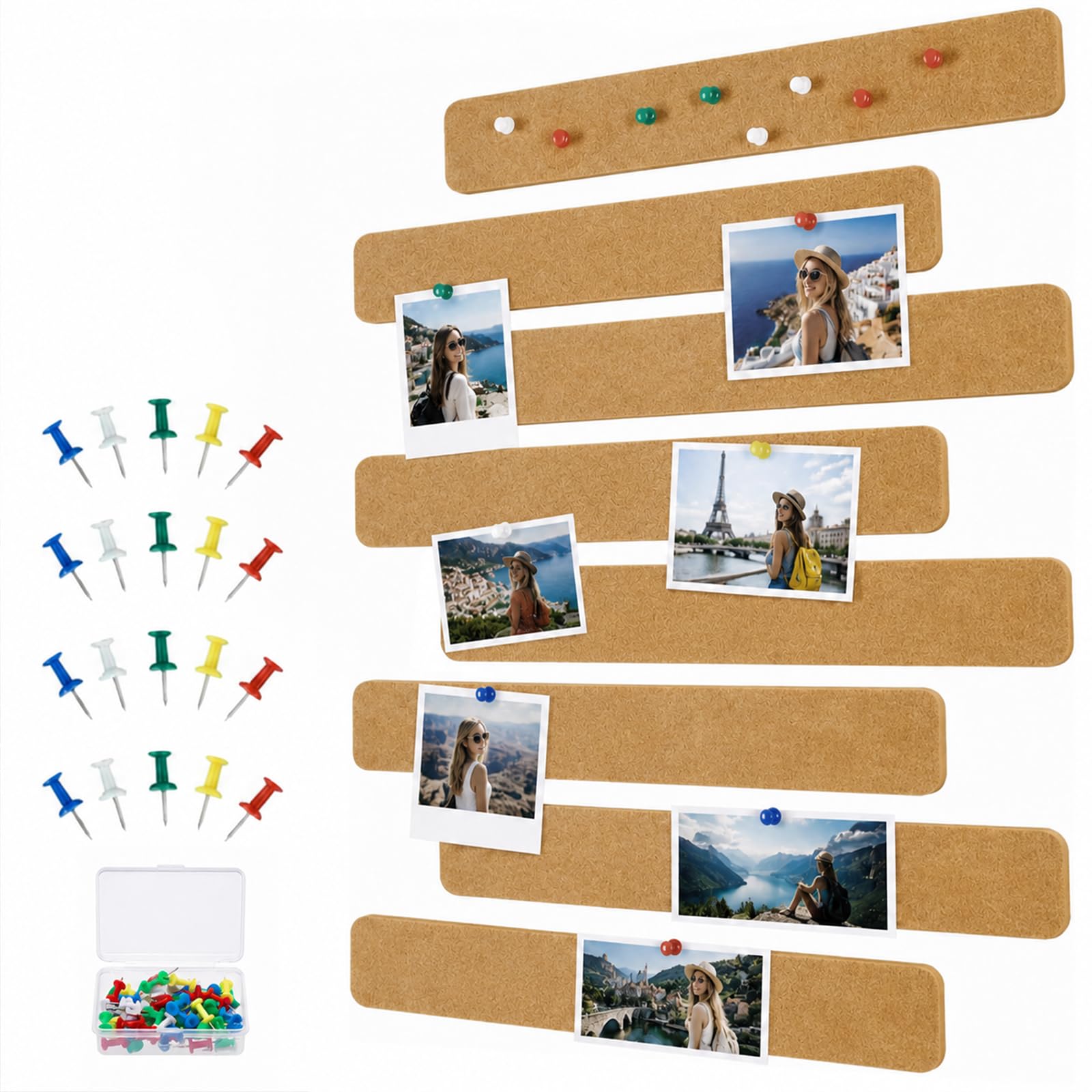 Gkhlg 8 Pieces of Felt Pin Board Strips for Bedrooms Home Offices Pinboard Premium Lightweight Bulletin Board Decorations Photo Display Notice Boards for Home and Office Use (Camel)