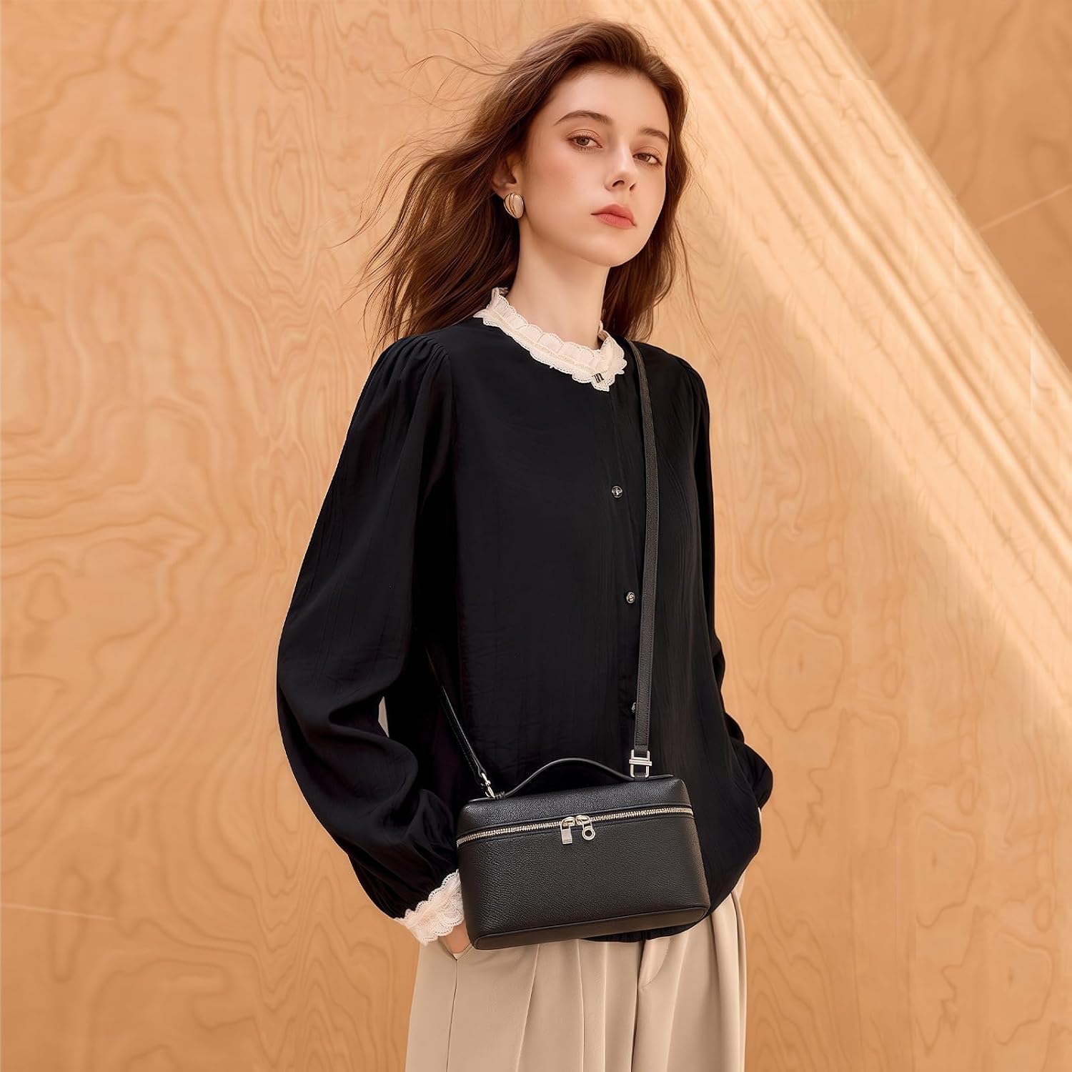 Crossbody Bag for Women Pouch Top-Handle Leather Purse Small Shoulder Handbag for Work Travel Dating Shopping image 3