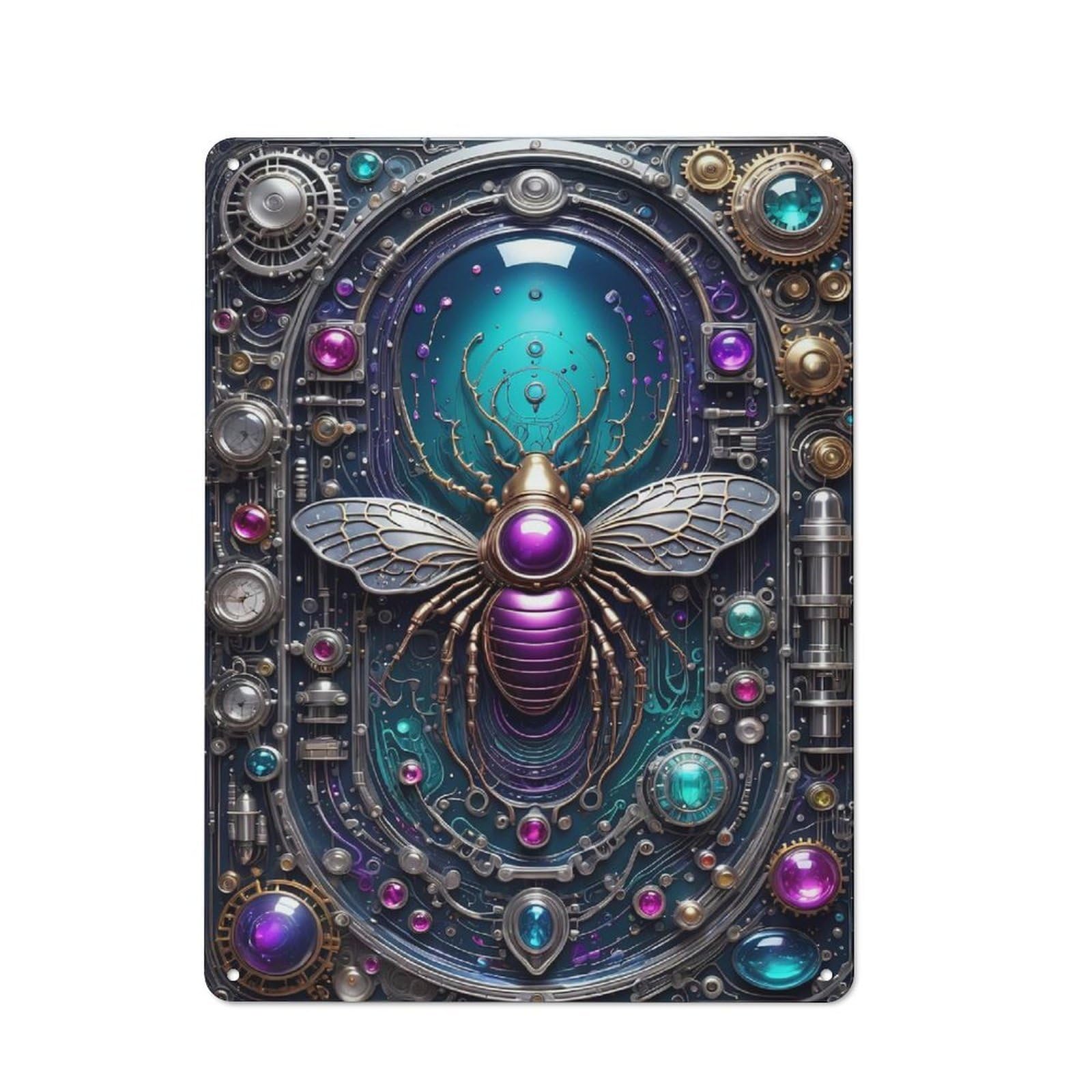 Steampunk Mechanical Bee Understated Metal Wall Decor 40x30cm, Office Metal Sign for Office, Study, Studio Or Hallway