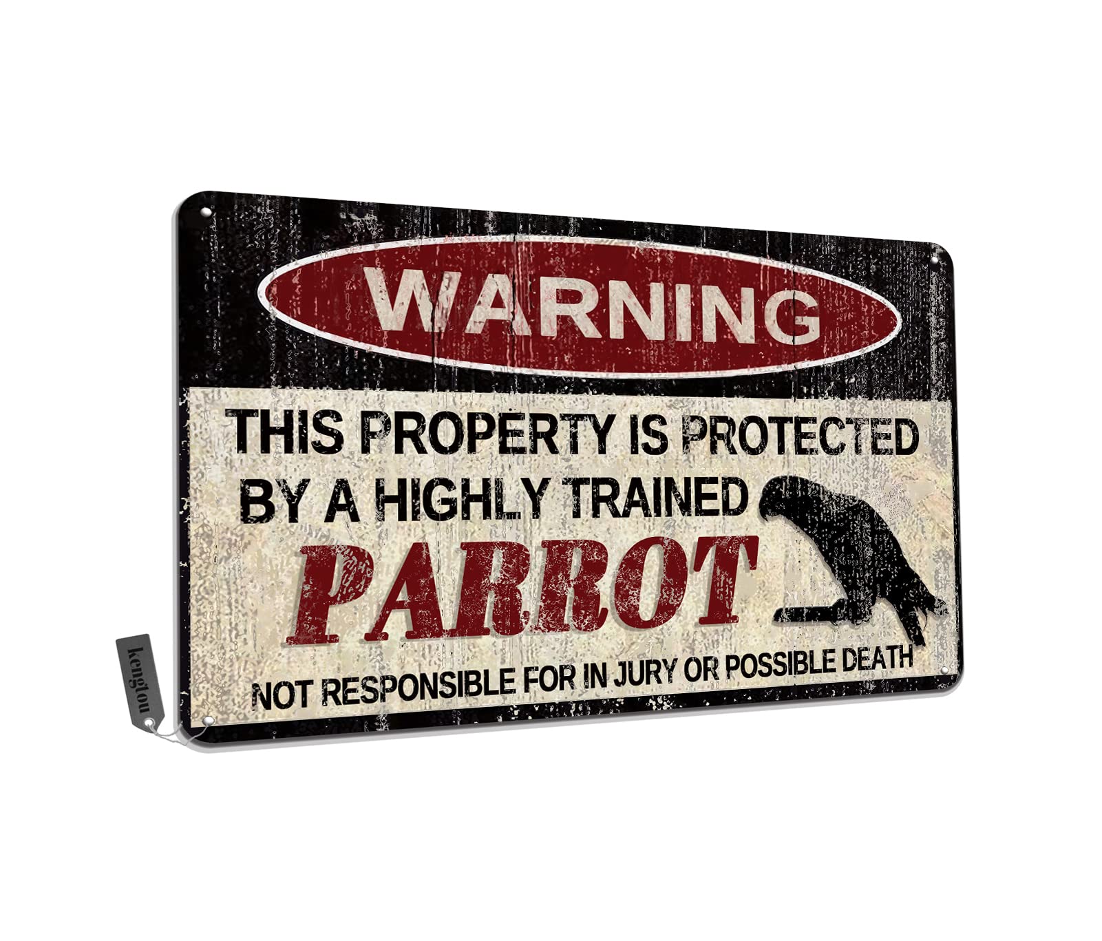 Vintage Parrot Metal Sign Warning This Property is Protected by Highly Trained Parrot Yard Sign Outdoor Home Wall Decor 12x8Inch