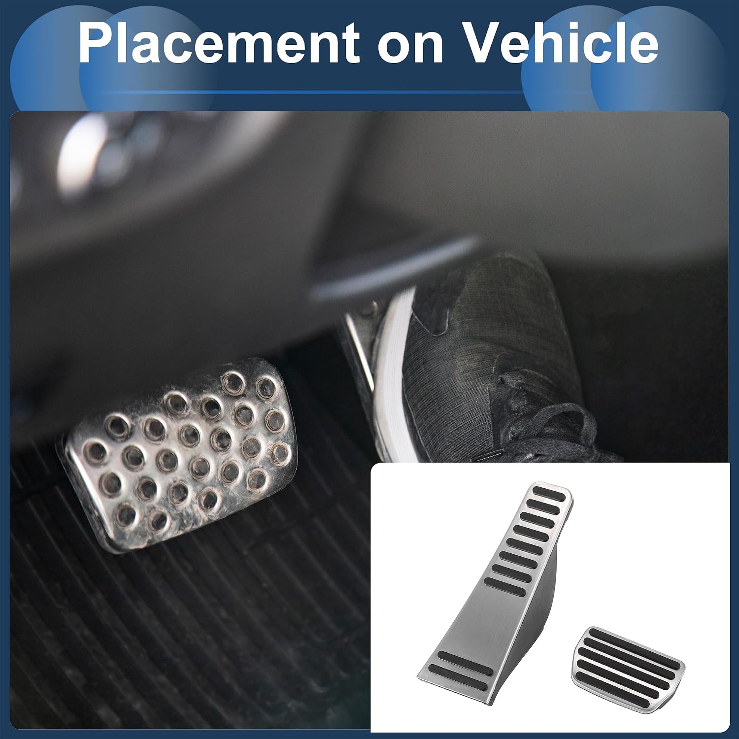1 Set Automatic Foot Pedal Pads Foot Accelerator Pedal Covers for VOLVO XC60 2017-2023 Aluminum Alloy Silver Tone