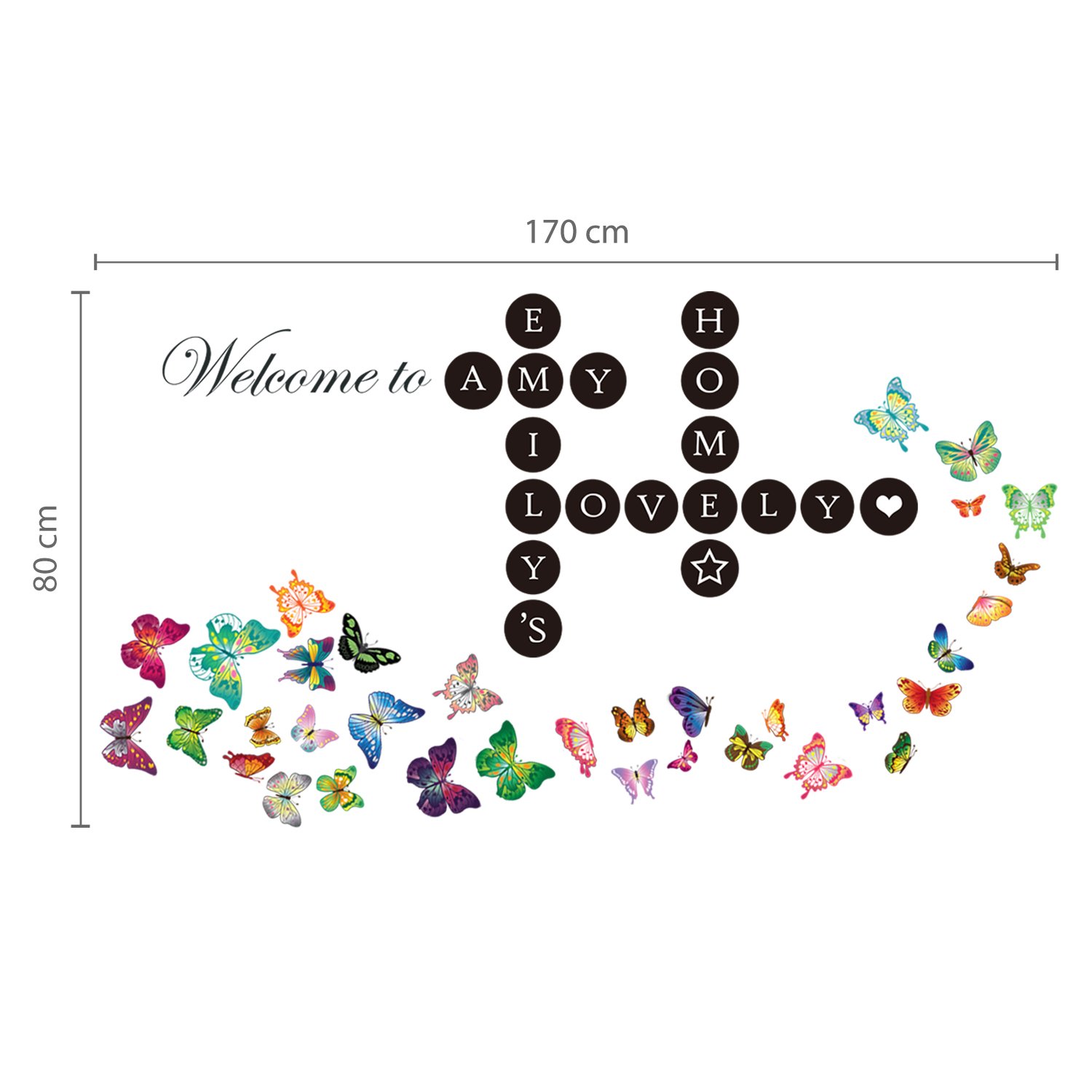 Walplus WS8006 Word Puzzles Walplus Butterflies Wall Sticker Murals Nursery Office Home Decoration, Multi-colour, 23.5 x 35 x 3 cm - Image 3
