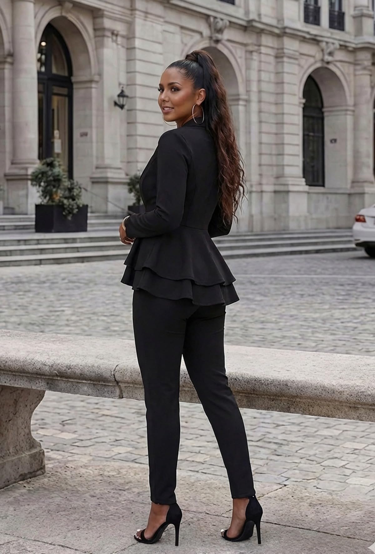 Salimdy 2 Piece Outfits for Women Long Sleeve Dressy Blazer Pants Suits | Business Casual Suits for Women Sexy Two Piece Funeral Church Work Office Interview Graduation product thumbnail 4