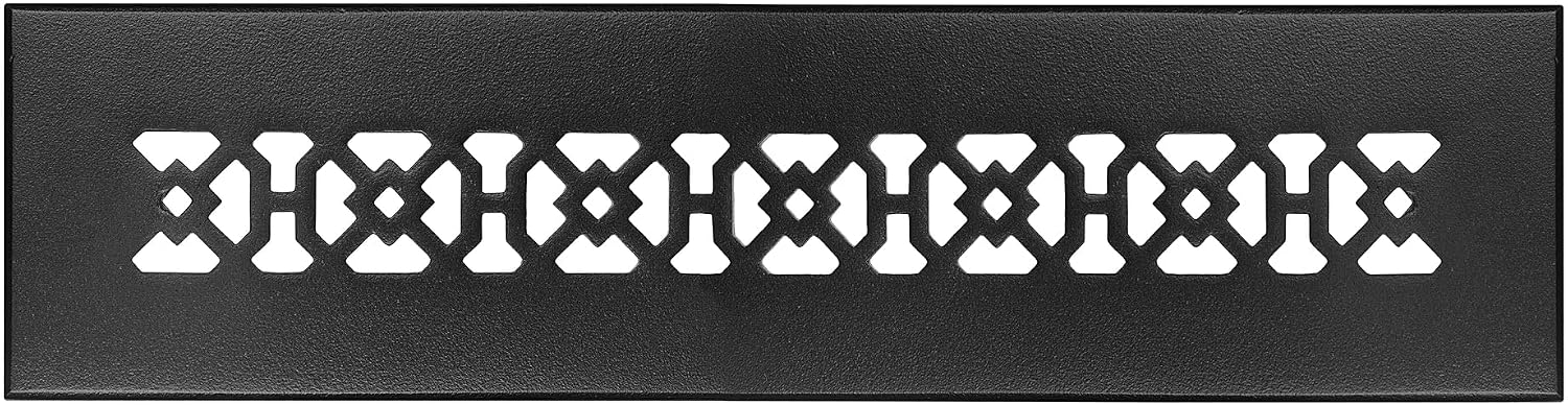 Achtek 2"x14" Duct (4"x16" Overall Size) Solid Cast Aluminum HVAC Air Return Grill Vent Cover | Powder Coated | for Floor-Black Without Screw Holes