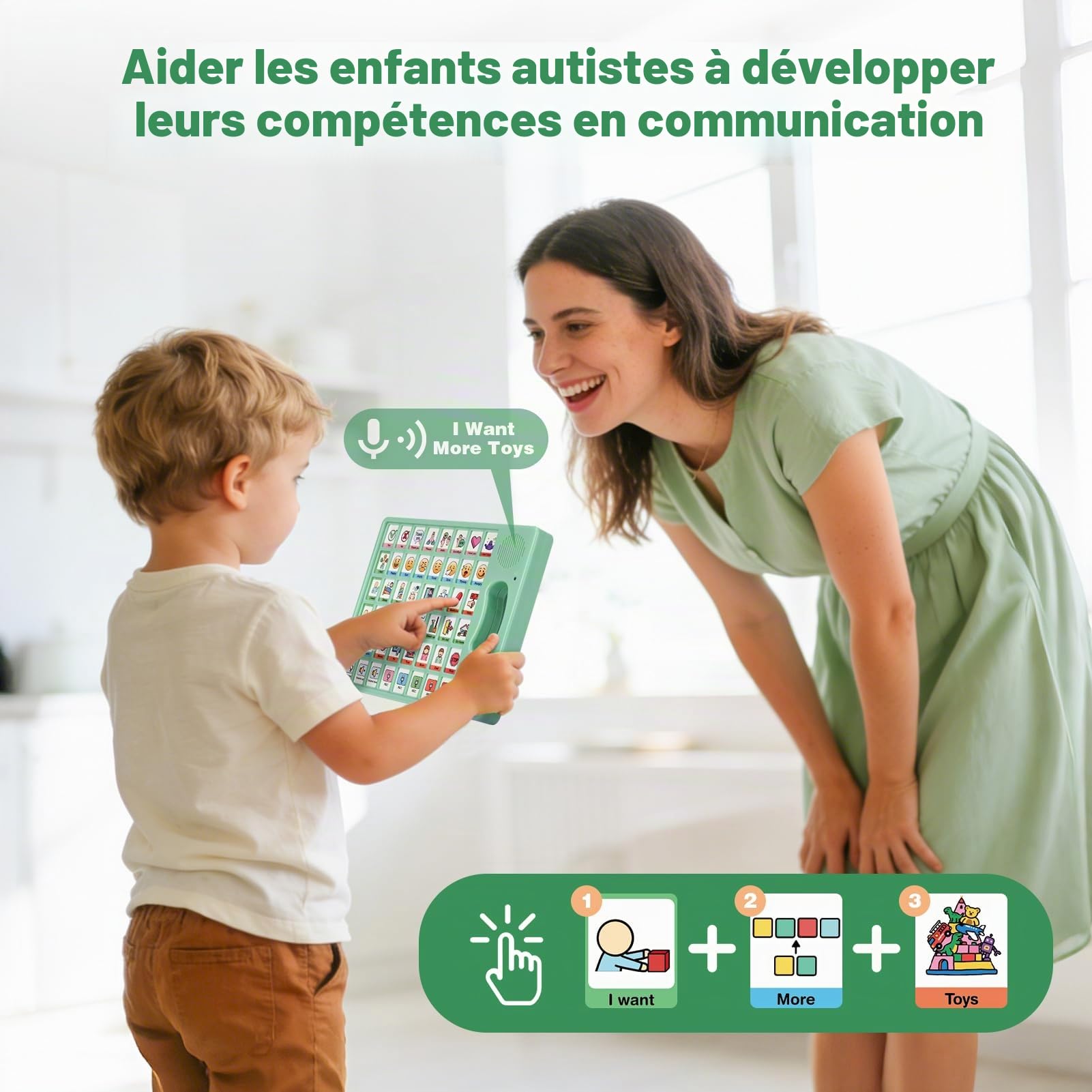 Joyreal Appareil AAC pour l'autisme, outils de communication non verbale pour la thérapie orthophonique et la rééducation des accidents vasculaires cérébraux. Tableau de communication avec 5 boutons