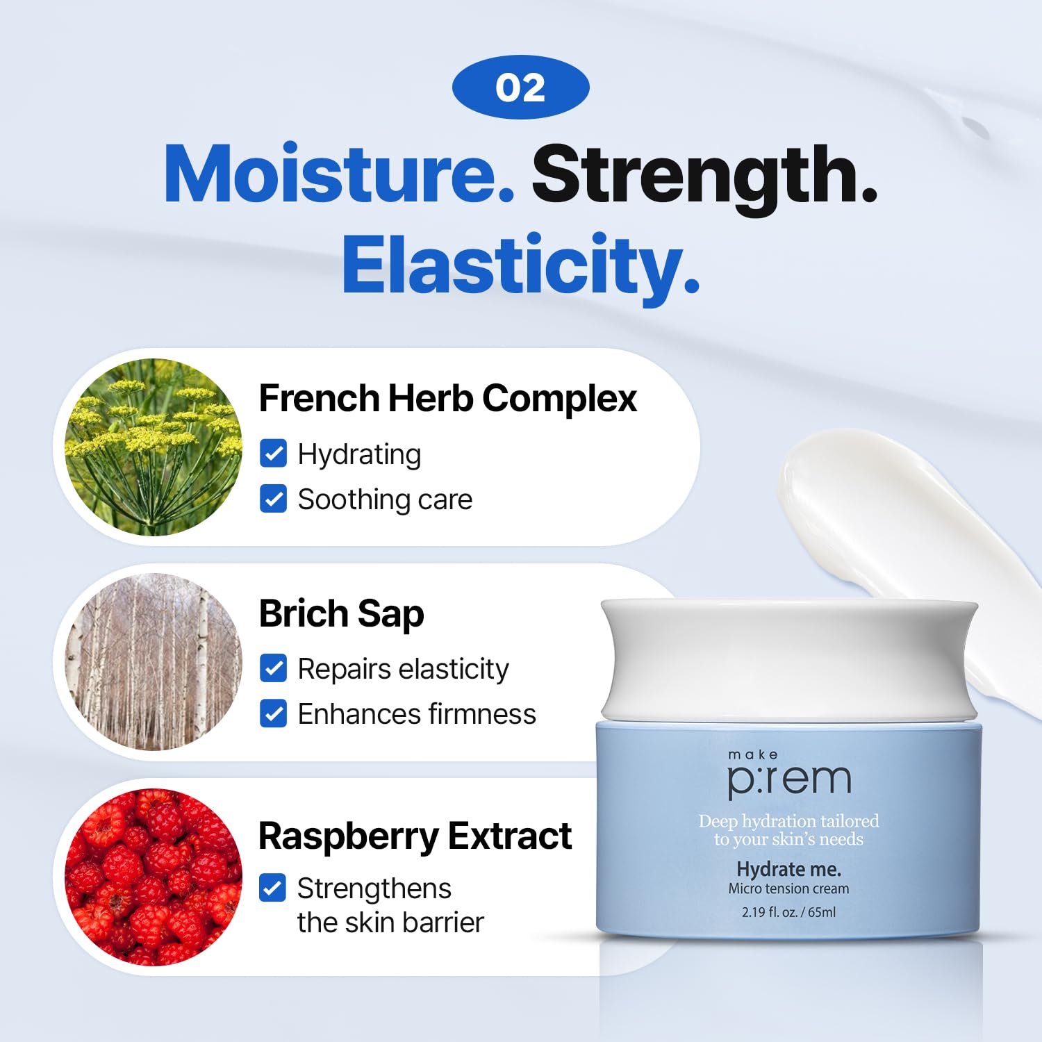 MAKE P:REM Hydrate Me. Micro Tension Cream, Moisturizing Watery Gel Type, Non-Sticky Finish Hydrating Facial Cream for Dry, Sensitive, Oily, Acne-prone Skin, Korean Skin Care, 2.19 fl. oz. (65ml) - Image 6
