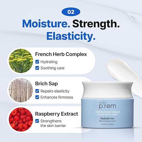 Miniatura 4 de MAKE P:REM Hydrate Me. Crema de micro tensión, tipo gel acuoso hidratante, crema facial hidratante con acabado no pegajoso para piel seca, sensible,