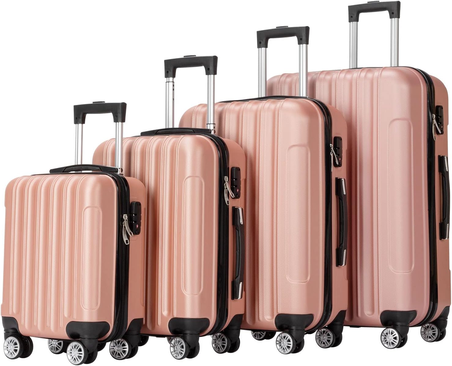amopacorp Luggage Sets, Luggage 4 Piece Set, Expandable Luggage Set Clearance Suitcases with Spinner Wheels Hardside Luggage with TSA Lock Rose Gold
