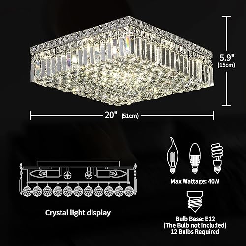 Miniatura 4 de Luminarias de techo de montaje empotrado modernas de 12 luces, elegante lámpara colgante de araña de cristal para recámara, sala de estar, comedor,