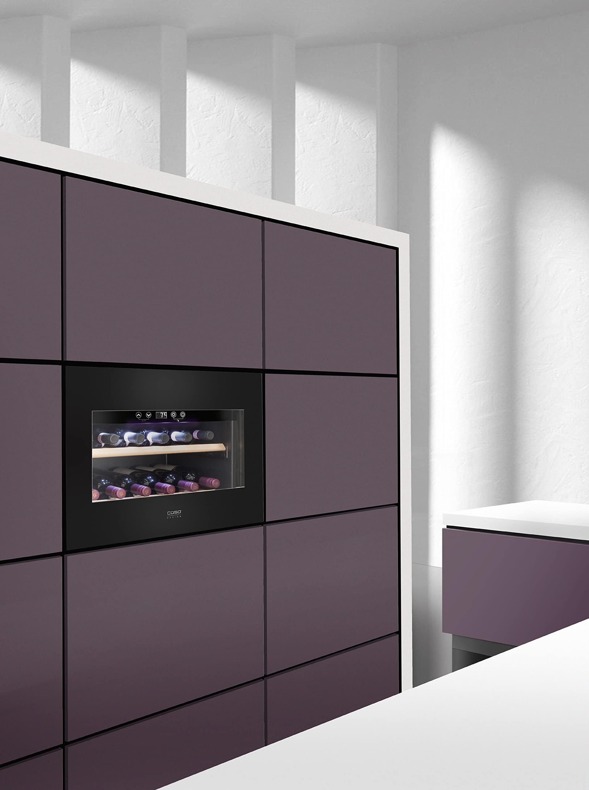 Caso WineDeluxe E 18 Einbau-Weinkühlschrank Kompressortechnik Touch-Bedienung Temperaturbereich 5-20 °C Schwarz