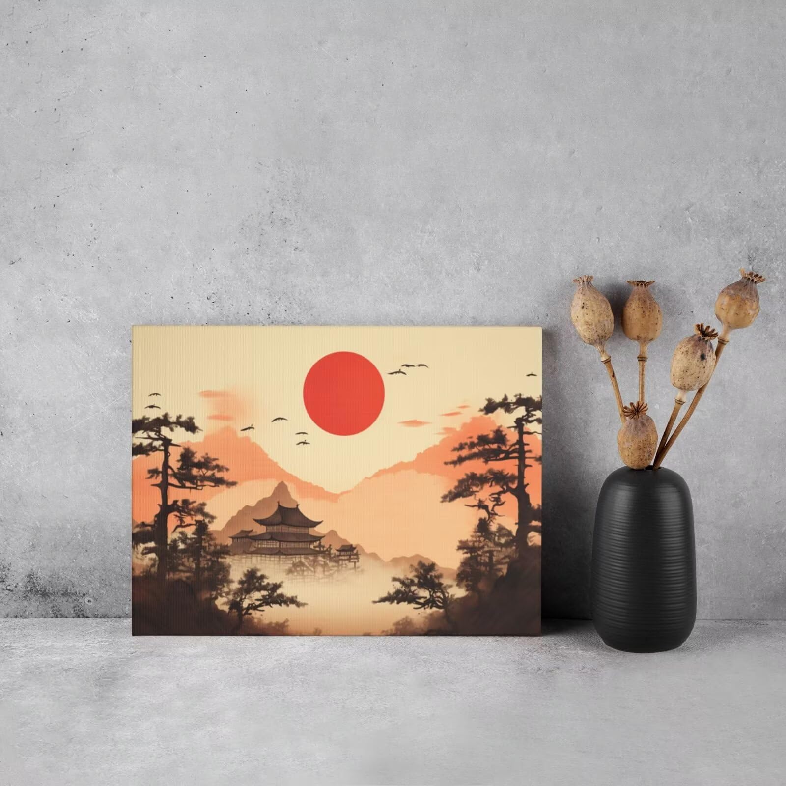 Kit per pittura con numeri per adulti, tramonto, pittura paesaggistica con numeri per principianti, pittura acrilica con 6 pennelli, pittura ad olio per decorazione da parete, 90 x 65 cm, senza