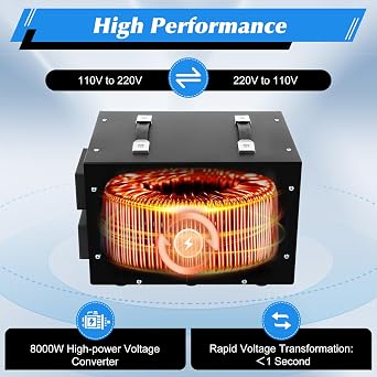 10KW Voltage Converter Transformer,Step Up 110 to 220 Voltage Converter,Step Down Transformer 220v to 110v with 4 Outlets,Voltages Regulator Stabilizer (DT-10000)