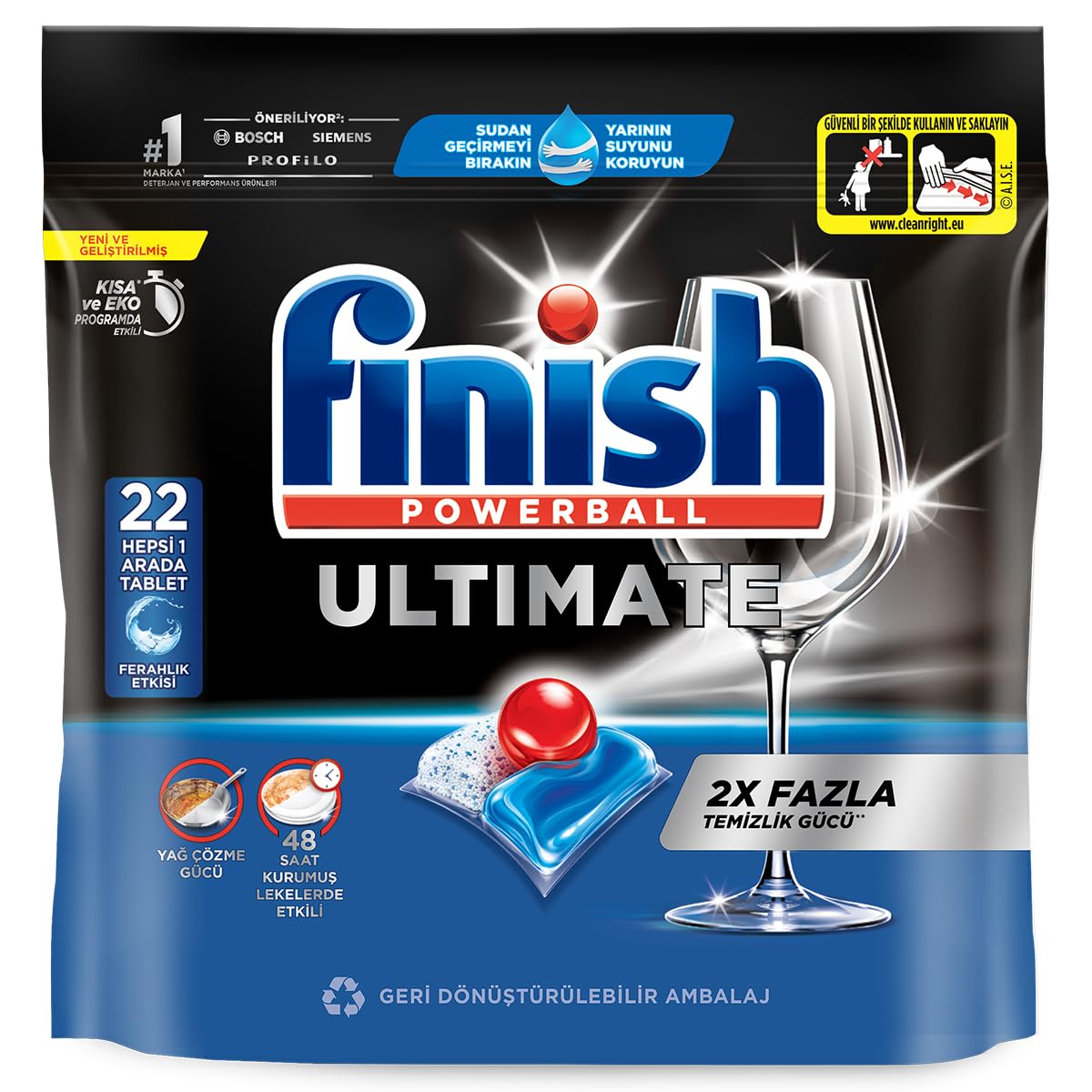 Finish Ultimate 22 Kapsül Bulaşık Makinesi Deterjanı Tableti (1 x 22 Kapsül)