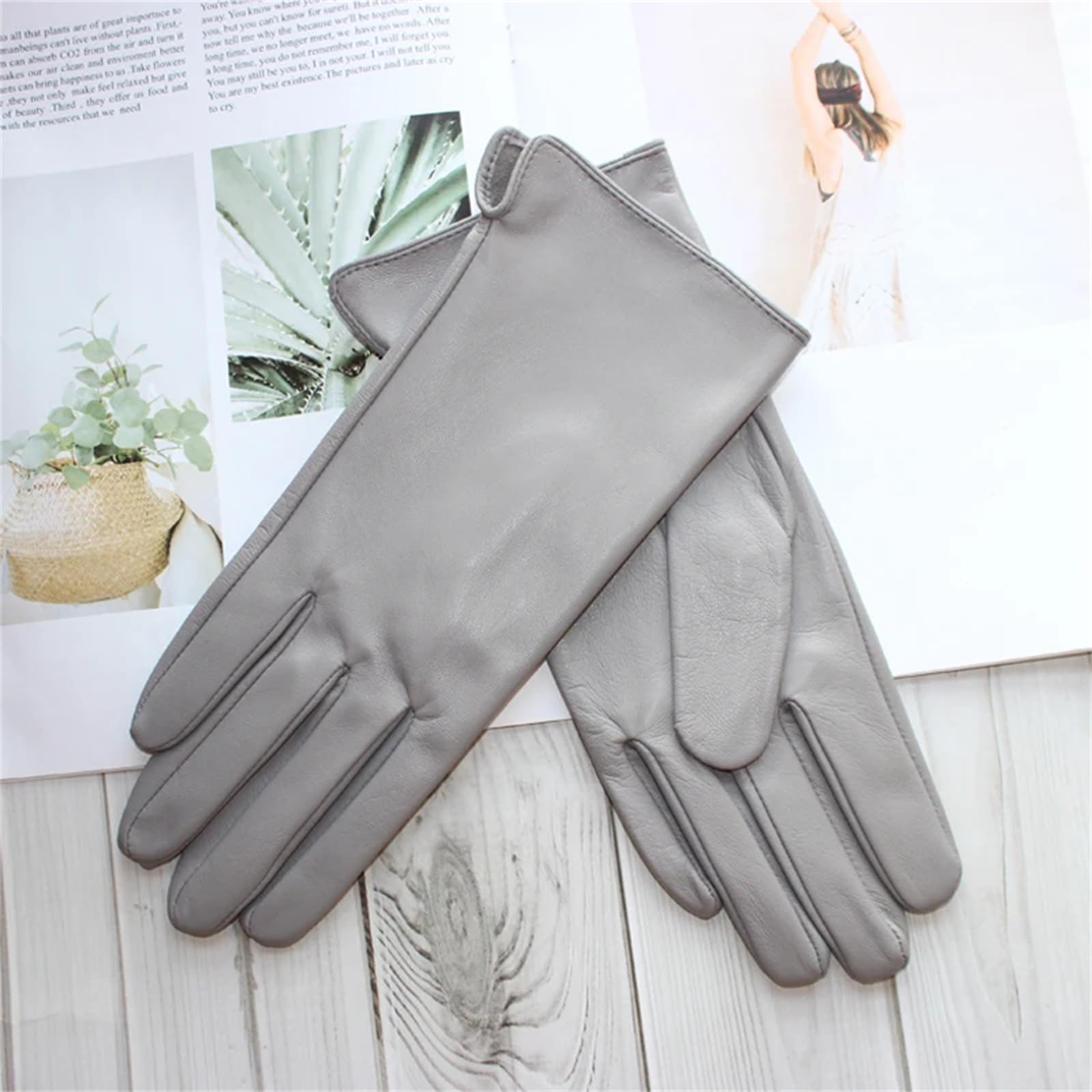 Mnjyihy Gants En Peau De Mouton Pour Femmes En Cuir Simple Fins Sans Doublure Classiques Solides Polyvalents Pour La Conduite