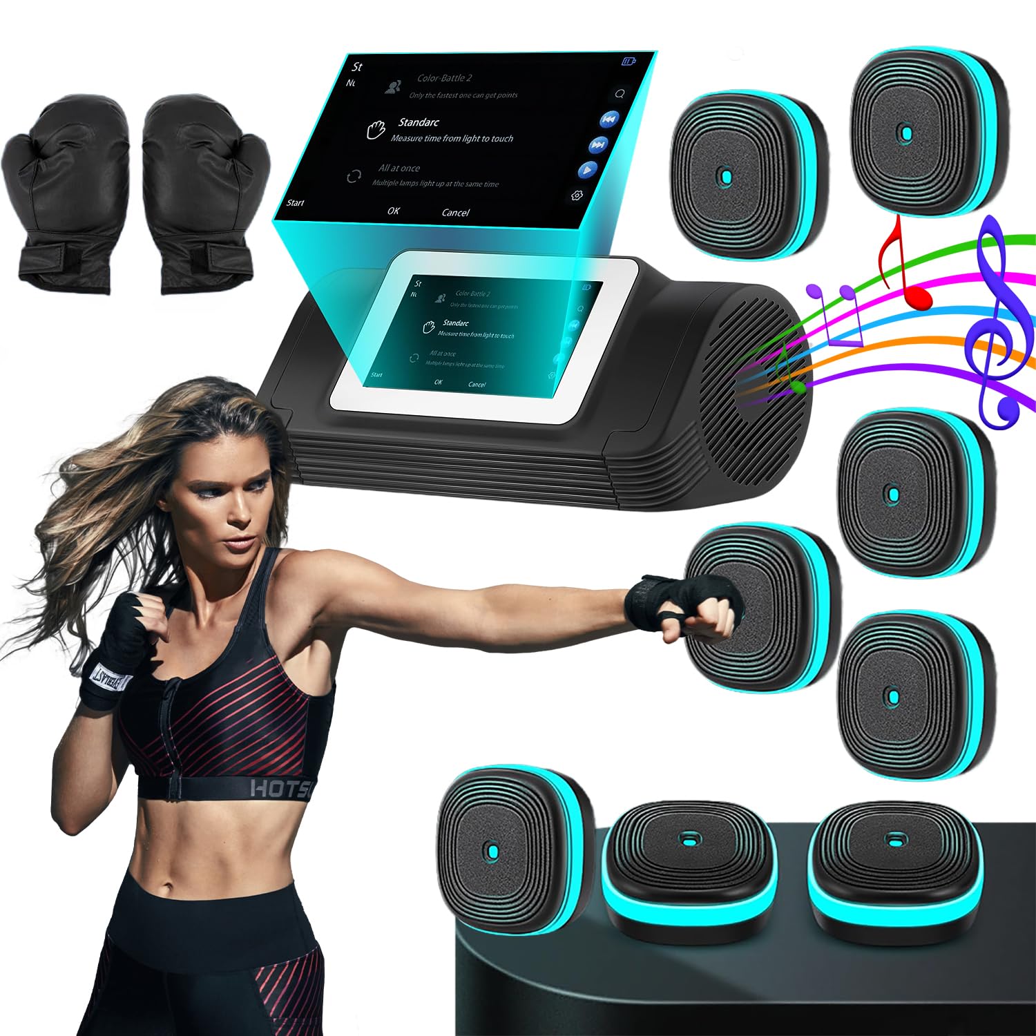 Split Music Boxing Machine, Smart Music Boxing Machine Wall Mounted With Boxing Gloves, Music Punching Boxing Machine with Data Tracking, 10 Mode & Speed Adjustable, Boxing Equipment for Workout