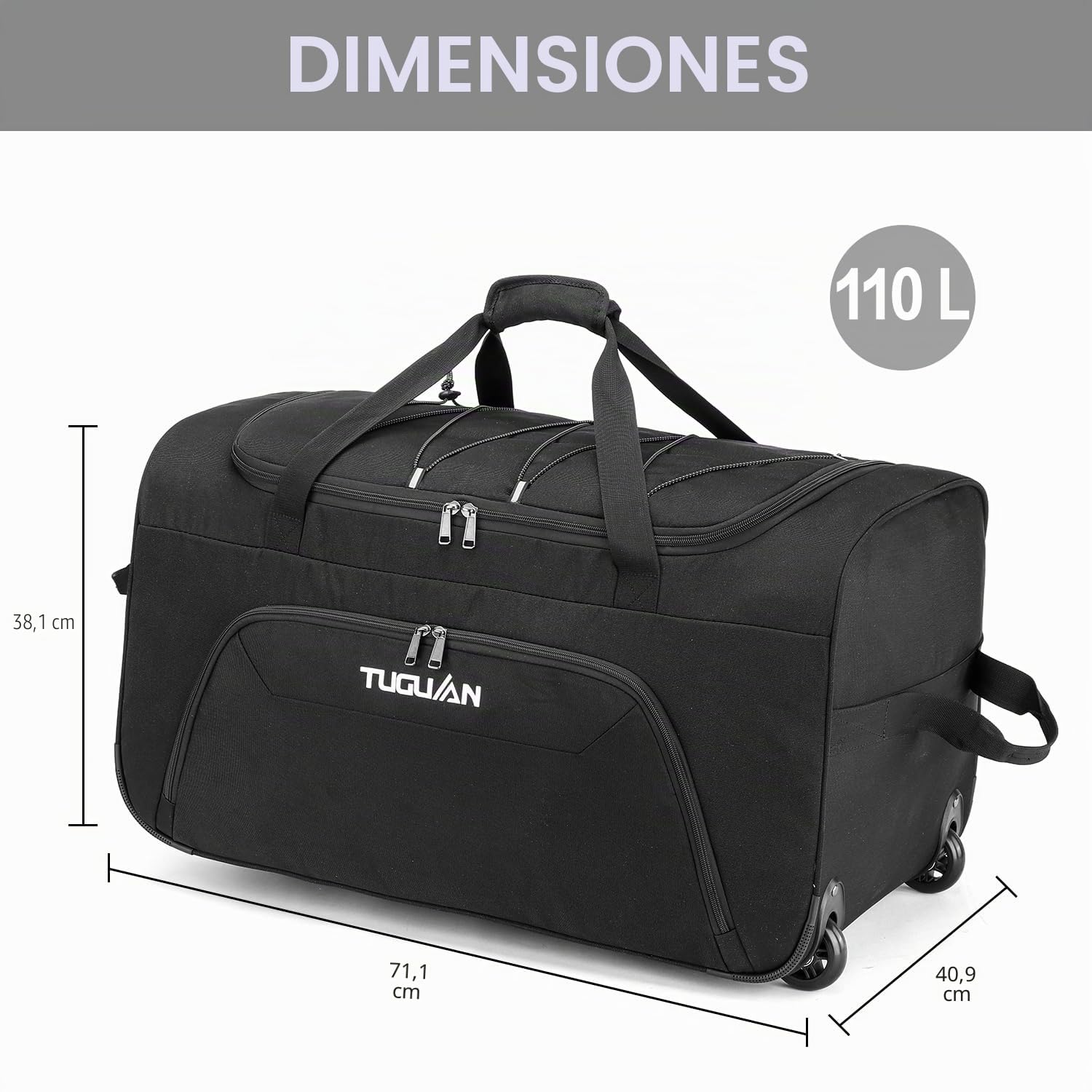 TUGUAN Equipaje de mano con ruedas, maletas plegables de viaje grandes de 110 L, bolsa de equipaje ligera y expandible, equipaje plegable de 28 pulgadas, bolsa de viaje con ruedas para hombres, Grande