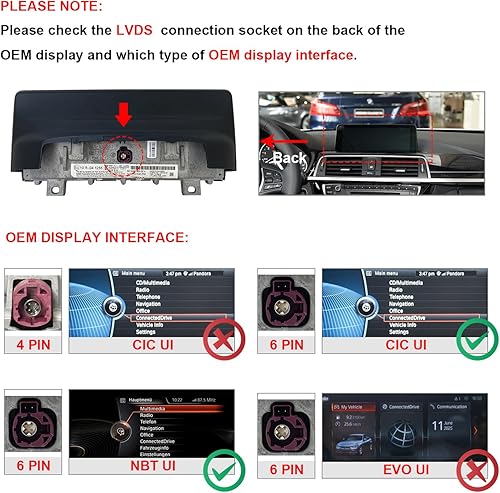 Miniatura 6 de PEMP Pantalla Linux para BMW Serie 3 F30 NBT CIC System, compatible con CarPlay Android Auto inalámbrico con una cámara 720P AHD Revers 2012-2017