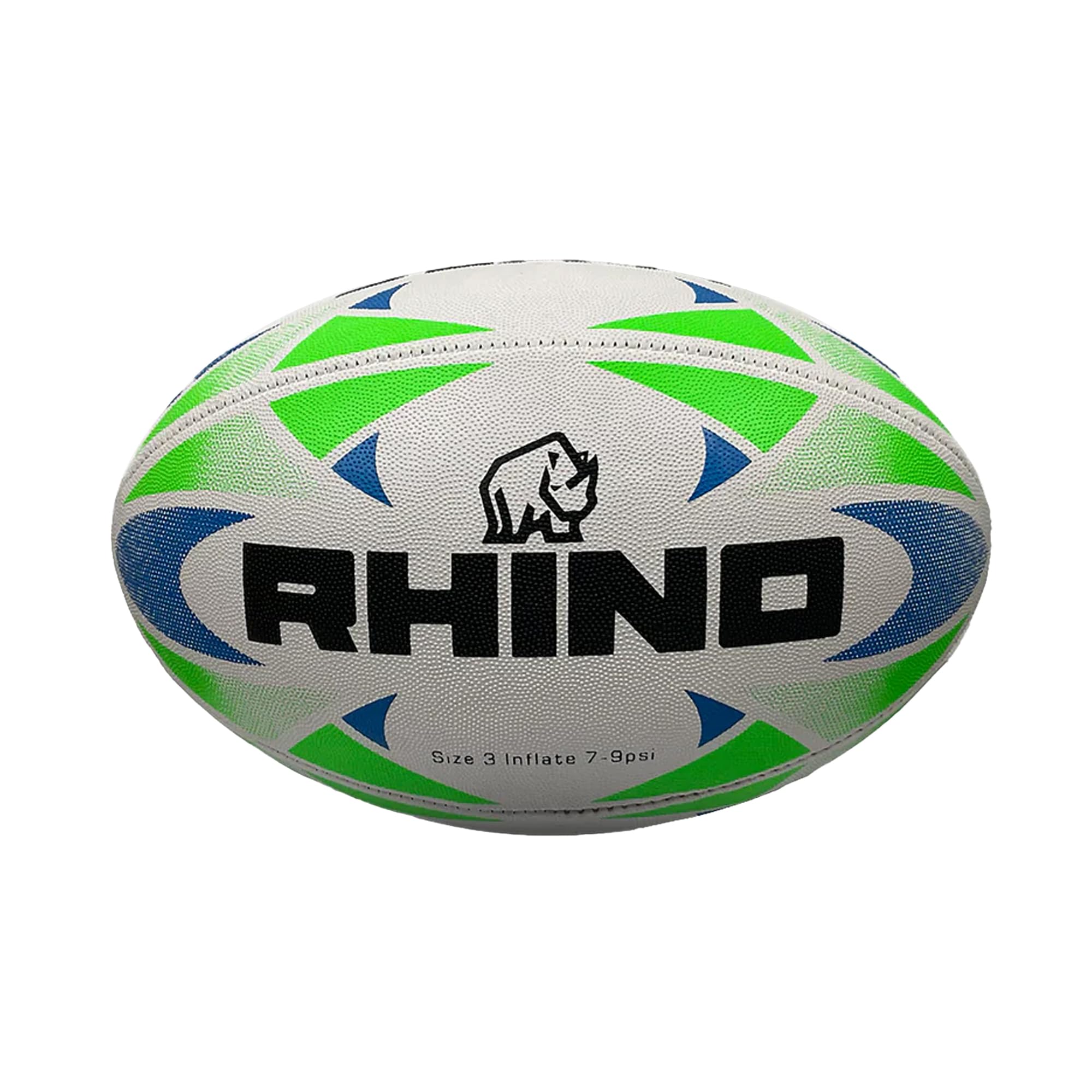Rhino Blast Rugby League Union Training Ball White/Blue/Green - Size 5