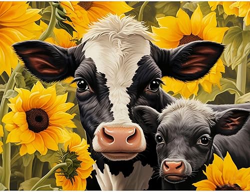 NAIMOER Kits de pintura de diamante de vaca para adultos, taladro completo 5D arte de diamantes girasoles pintura de diamantes animales kits de disponible en Yaxa Venezuela