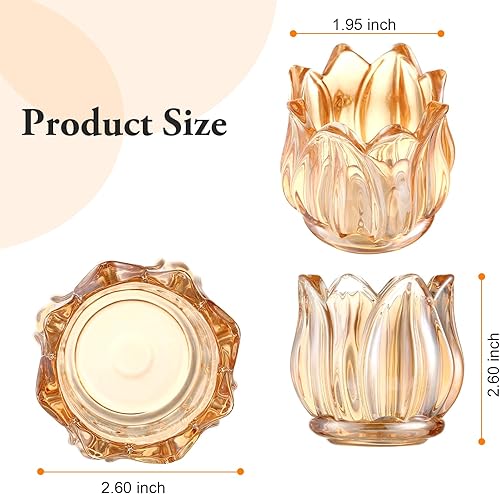 Miniatura 2 de GOLDEAL 24 portavelas votivas doradas, portavelas de vidrio grueso a granel, tarros de velas para decoración de mesa de boda, suministros de fiesta,