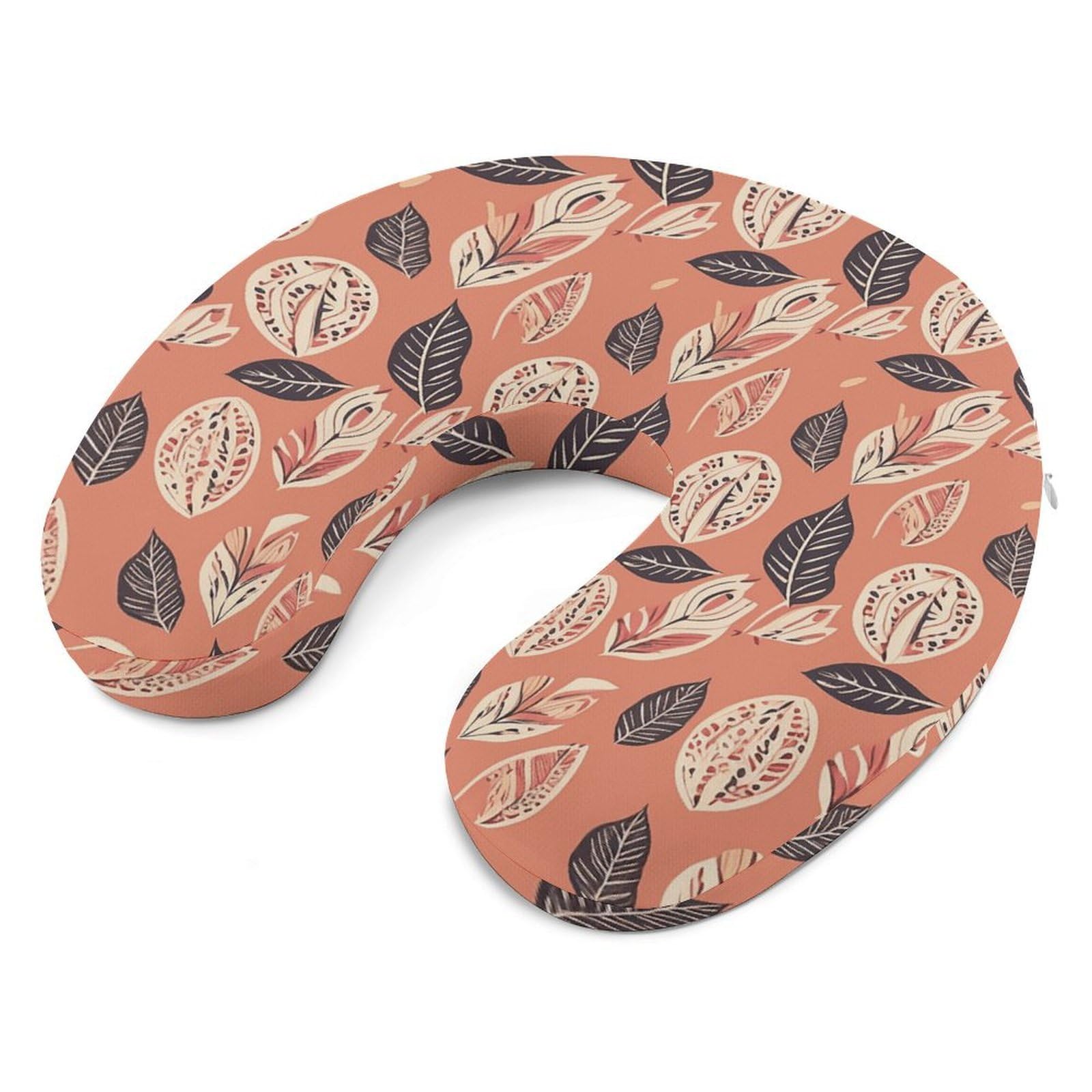 Almohada en forma de U de hojas de estilo simple, núcleo de almohada de espuma viscoelástica, cojín, proporciona apoyo para el cuello, almohada de viaje, adecuada para aviones, coches