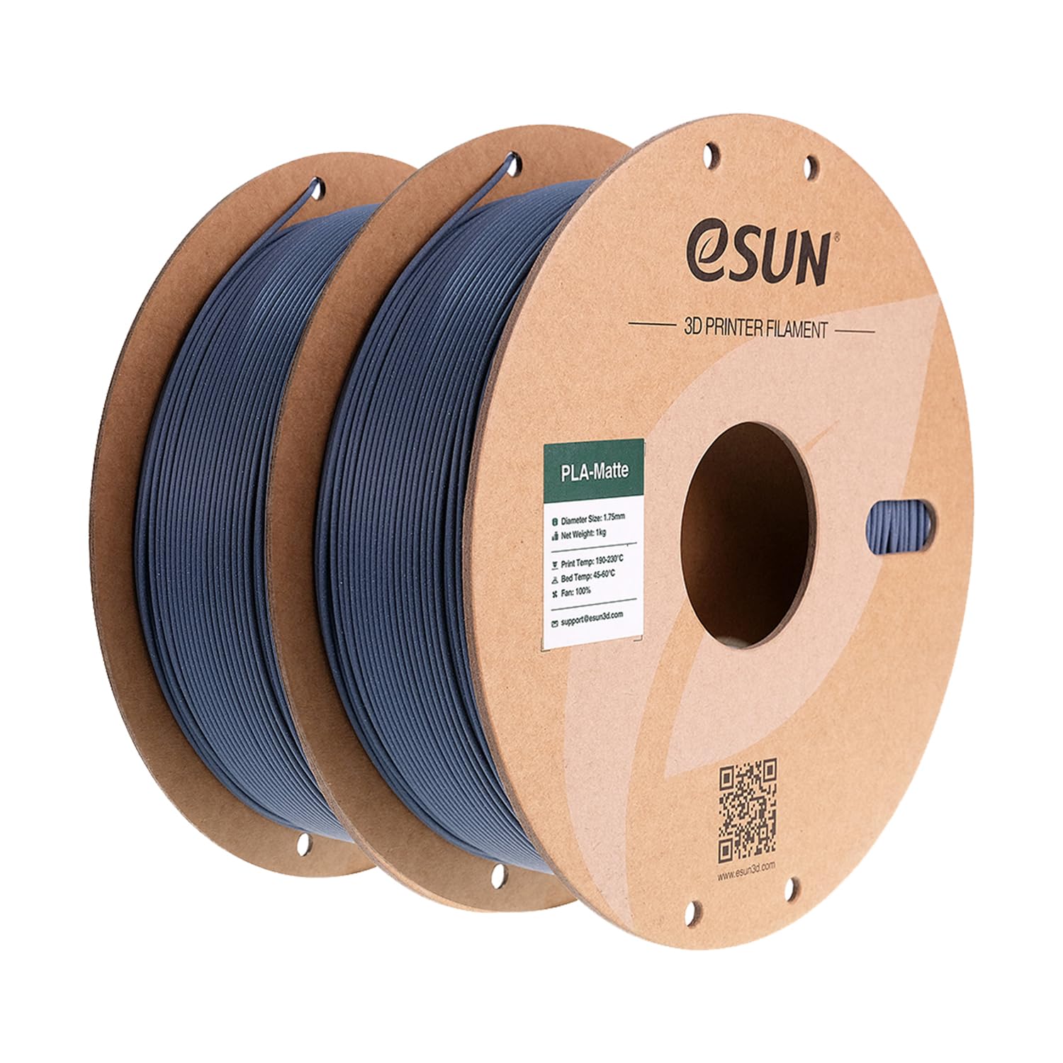 eSUN Matte PLA Filament 1.75mm 3D Printing Filament Grey PLA, 1kg Cardboard Spool(2.2lbs) 3D Printer Filament for Most FDM 3D Printers, Dark Grey 2Pack