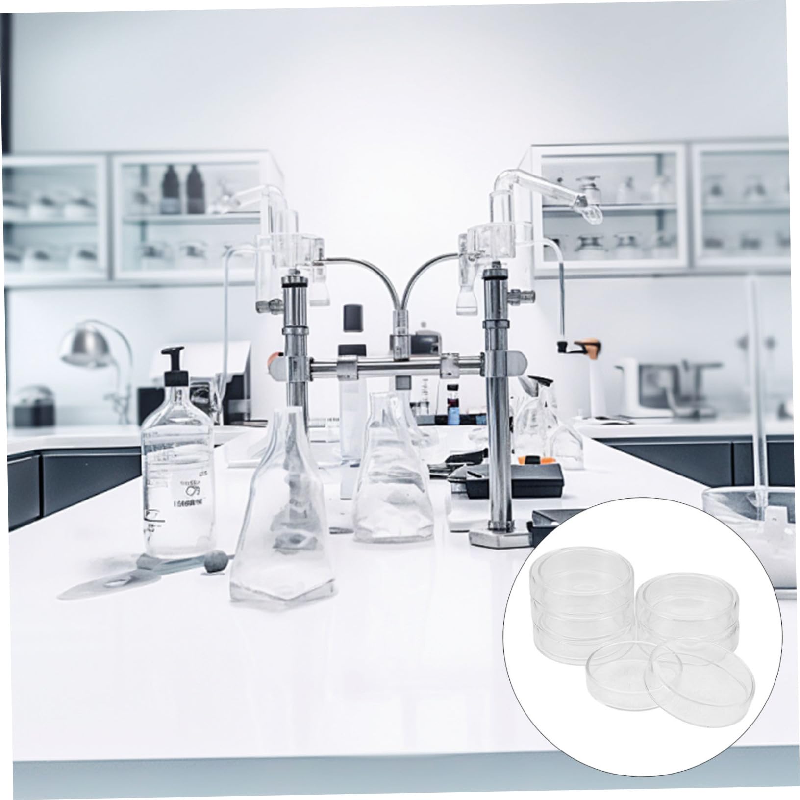 Gatuida 6piezas Placas De Petri De Laboratorio Transparentes Para Células y Tejidos Bandeja De Cultivo De Borosilicato Con Tapa Para Experimentos Biología