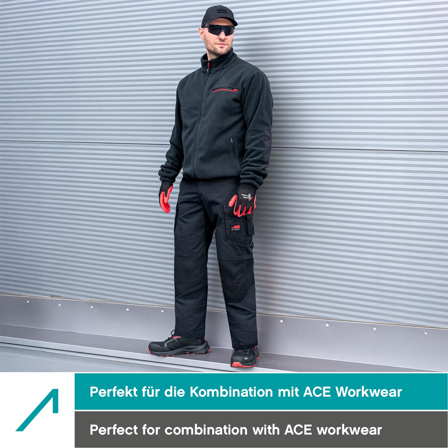 ACE Constructor Pantaloni da Lavoro Lunghi da Uomo - Pantaloni da Lavoro da Uomo con Vita Elasticizzata, Tasche Cargo e Ginocchiere