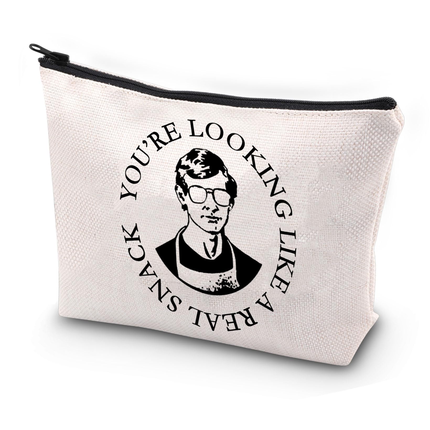 JYTAPP True Crime Fan Gift You’re Looking Like A Real Snack Serial Killer TV Show Cosmetic Bag Halloween Gothic Horror Gift, Beige, Fashion