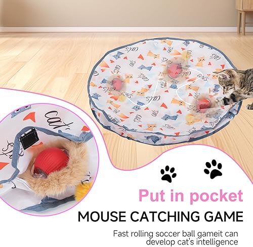 Miniatura 3 de Pelota de juguete interactiva para gatos, rodante rápido, juguetes automáticos para gatos activados por movimiento, sonido de pájaro simulado,