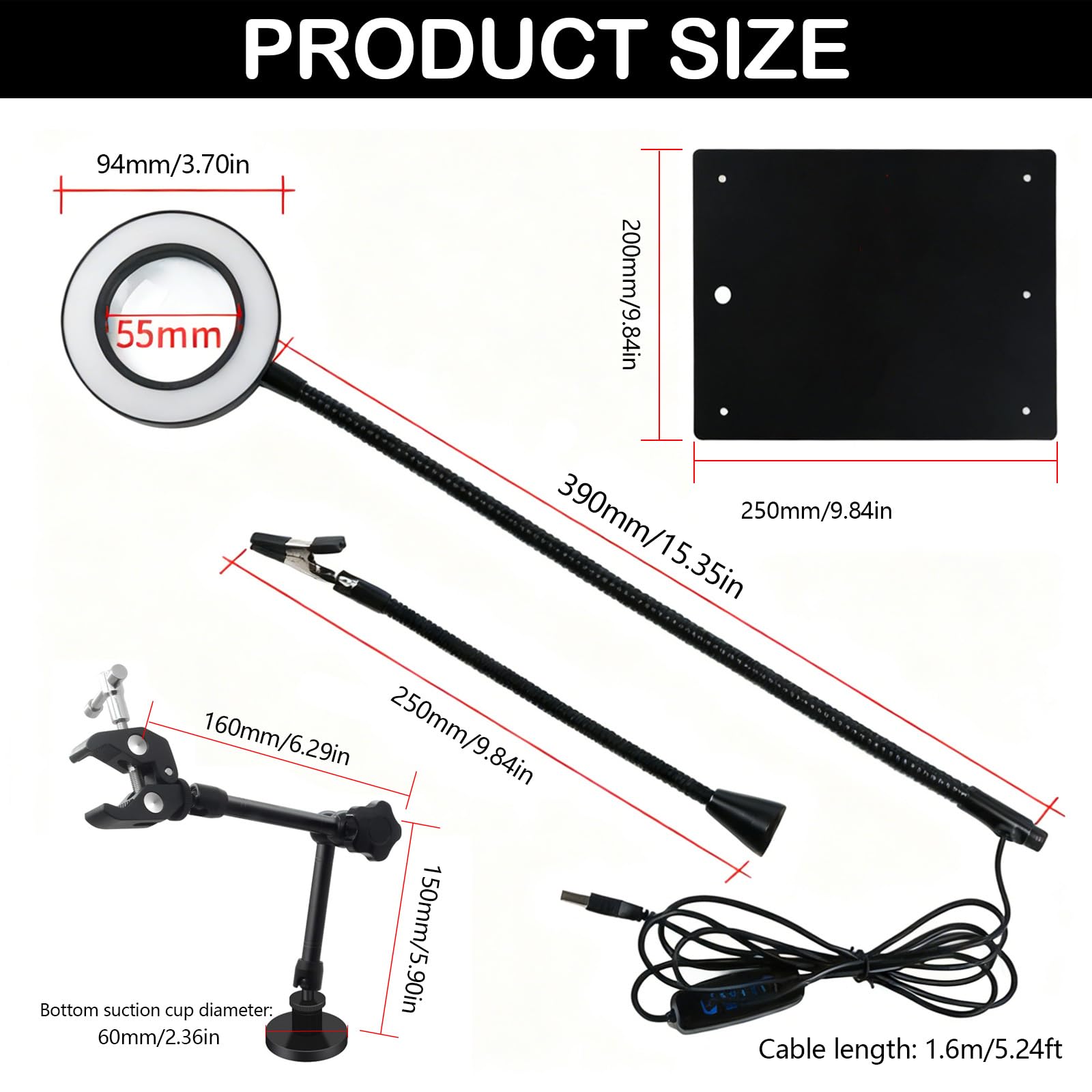 Saldatura Terza Mano, Magnetico Stazione Saldante con 4 Bracci Flessibili Lente d'Ingrandimento a LED 6X e Braccio di Supporto Meccanico per Riparazione PCB Lavori di Saldatura Modellismo
