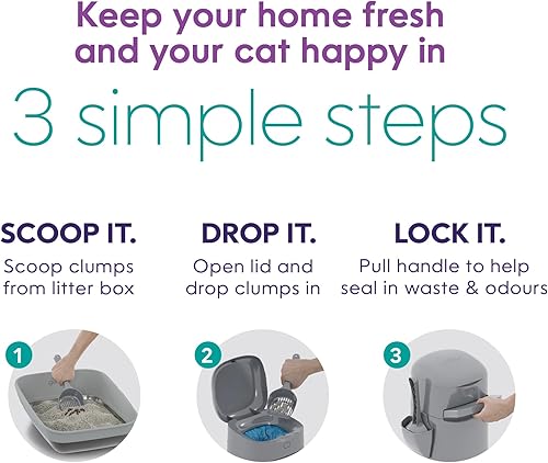 Vista 6 de Litter Genie Easy Roll - Cubo de eliminación de arena para gatos Control de olores, bolsas de repuesto y cucharada