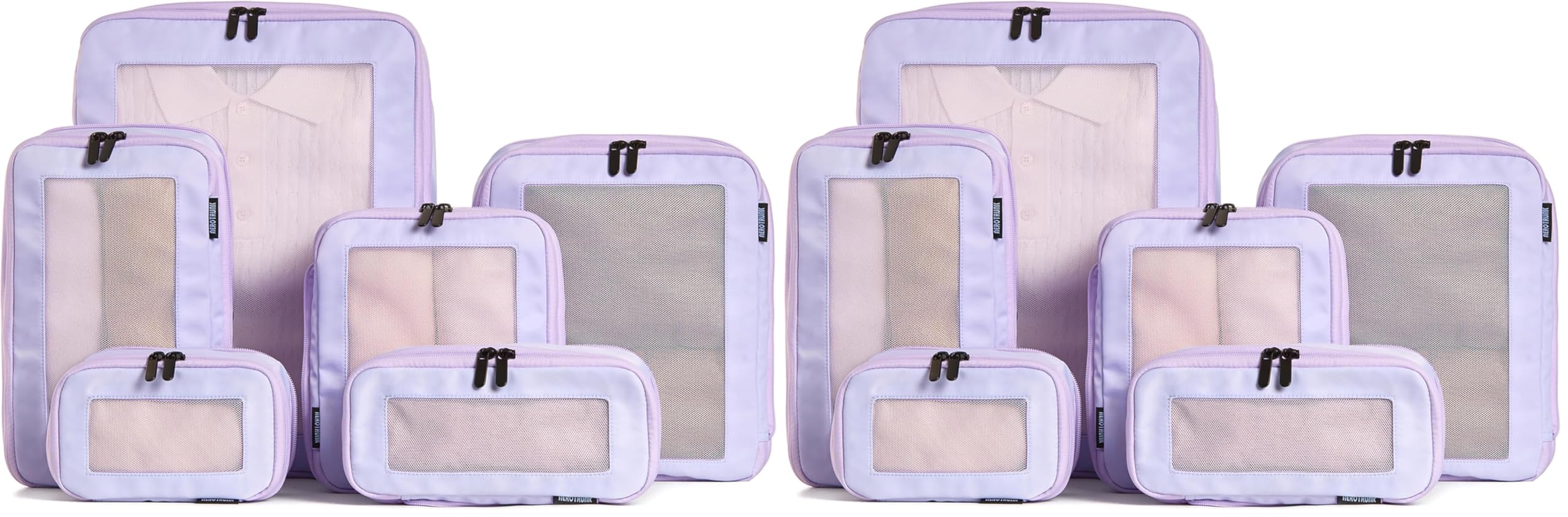 Aerotrunk Compression Packing Cubes for Travel - Luggage Organizer Bags - Double Zipper Packing Cubes for Suitcases (6-Pack, Dark Grey): 12-Pack Purple