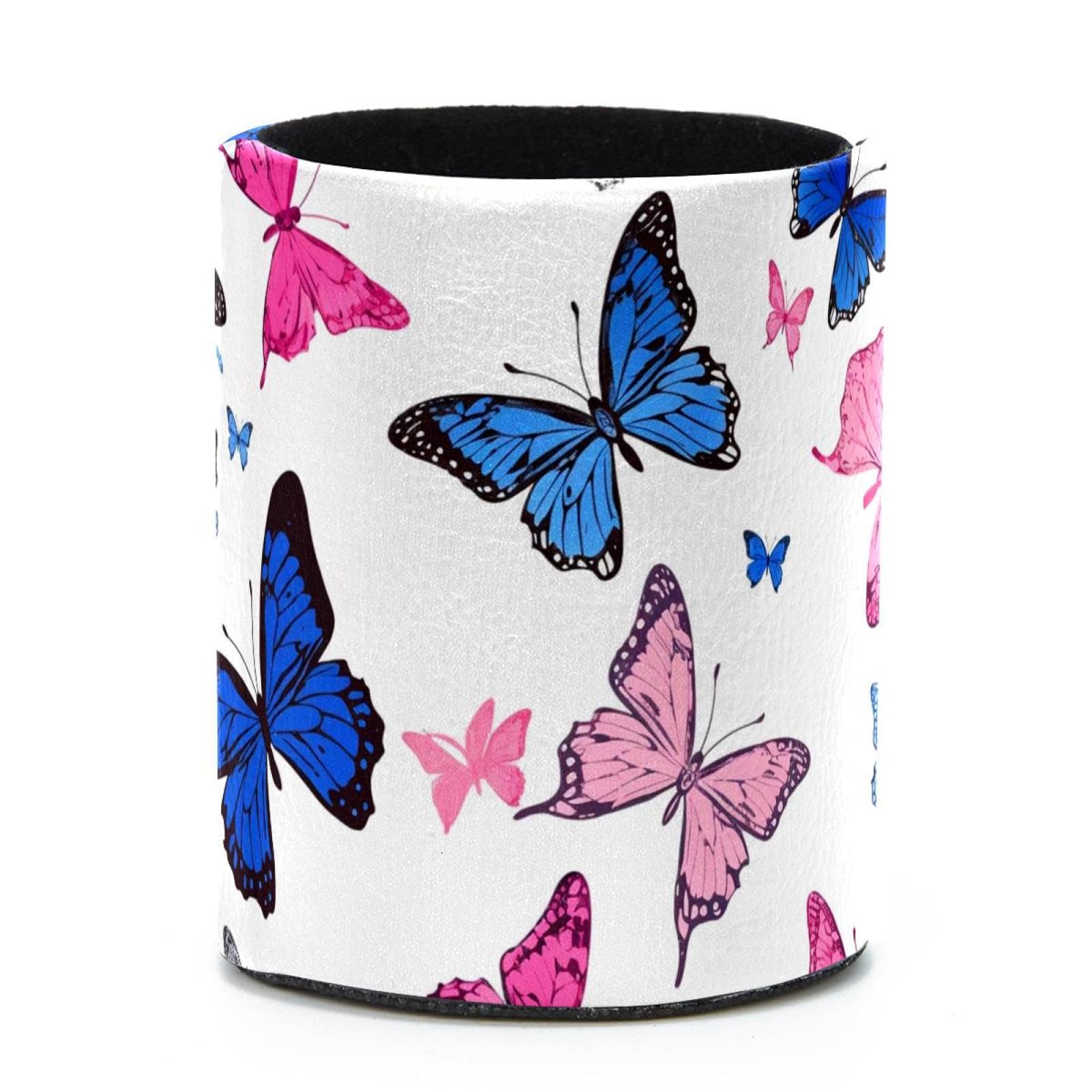 VAPOKF Round Pencil Holders for Desk, Butterflies Pen Holders Pen Pot Makeup Brushes Storage Desktop Stationery Supplies Organiser for Home Office