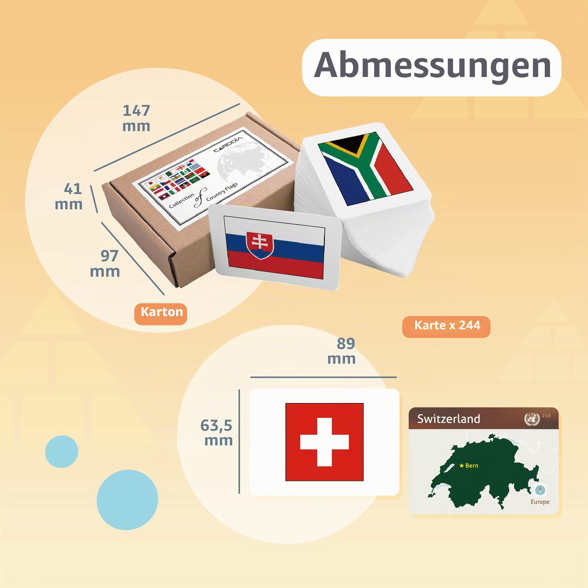 Sammlung von Lernkarten mit Landflaggen (Premium-Set)
