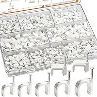 mankk 630PCS Nail-in Cable Clips for 4/5/6/8/10mm Round & Square Wires - Ethernet RG6 CAT5/6 Wall Clips with Steel Nails
