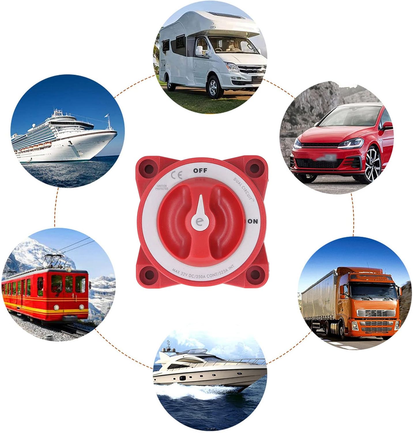 Battery Power Cutoff Knob Switch On Off 2 Positions 4 Studs IP66 350A Universal for Yacht RV Car Boat Adopts Make Before Break Design Tin Plated Copper Studs Great Conductivity