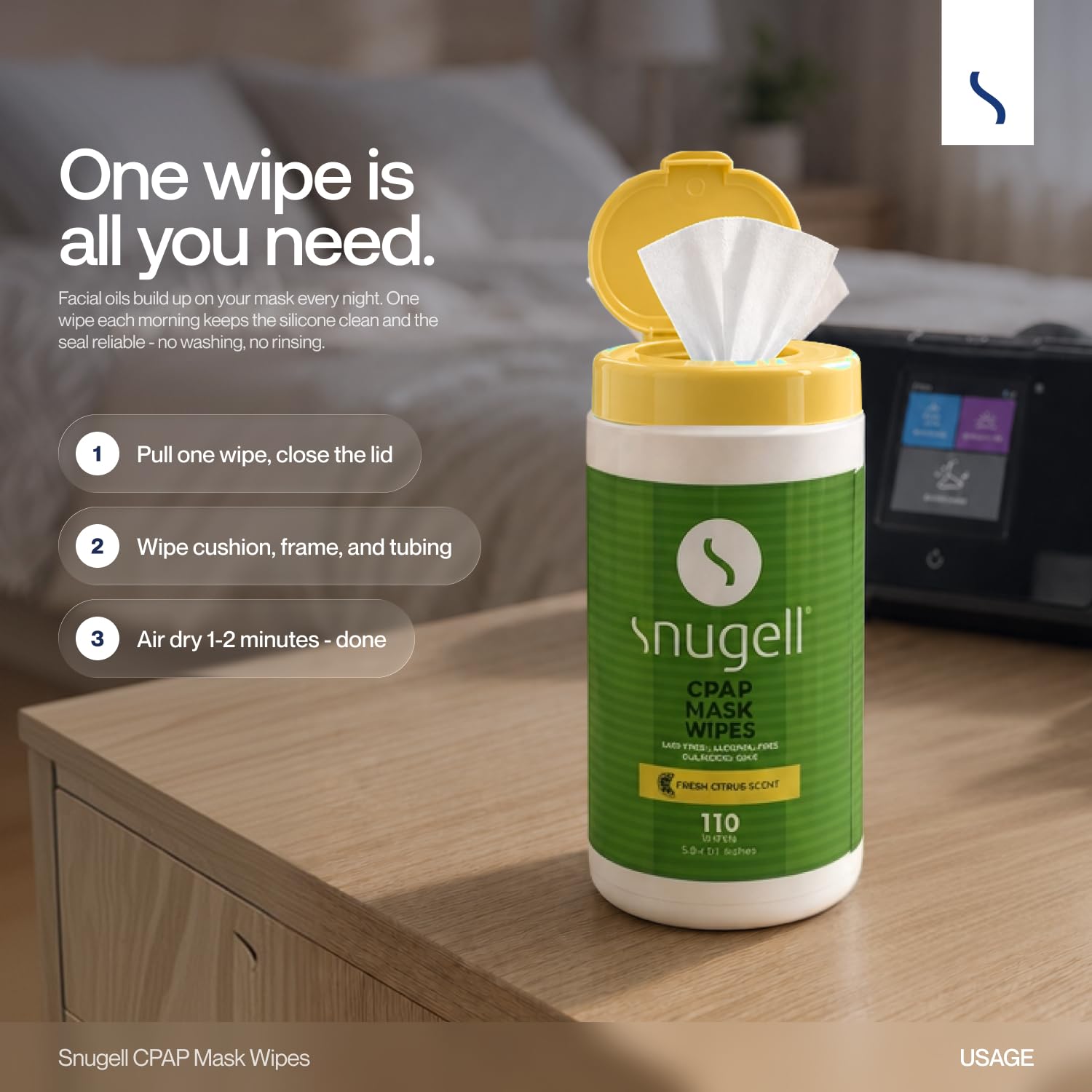 Amazon.com: Snugell Citrus Scented CPAP Mask Wipes – 110 Count
