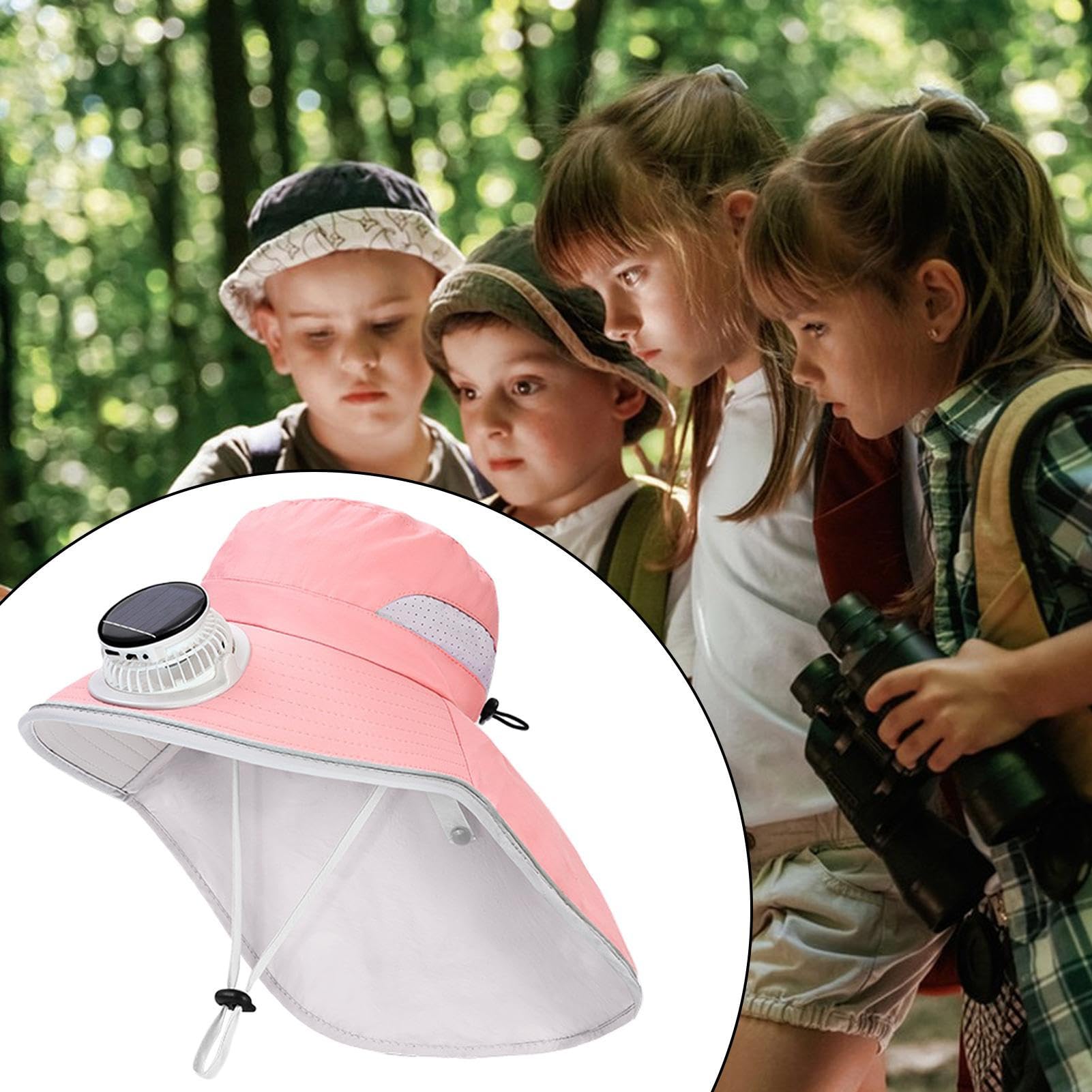 Sombrero con Ventiladores Solares,Sombrero para el Sol | Cubrecabeza Deportivo Transpirable con Protección UV para Actividades al Aire Libre Camping Vacaciones Niños Niñas Senderismo Playa