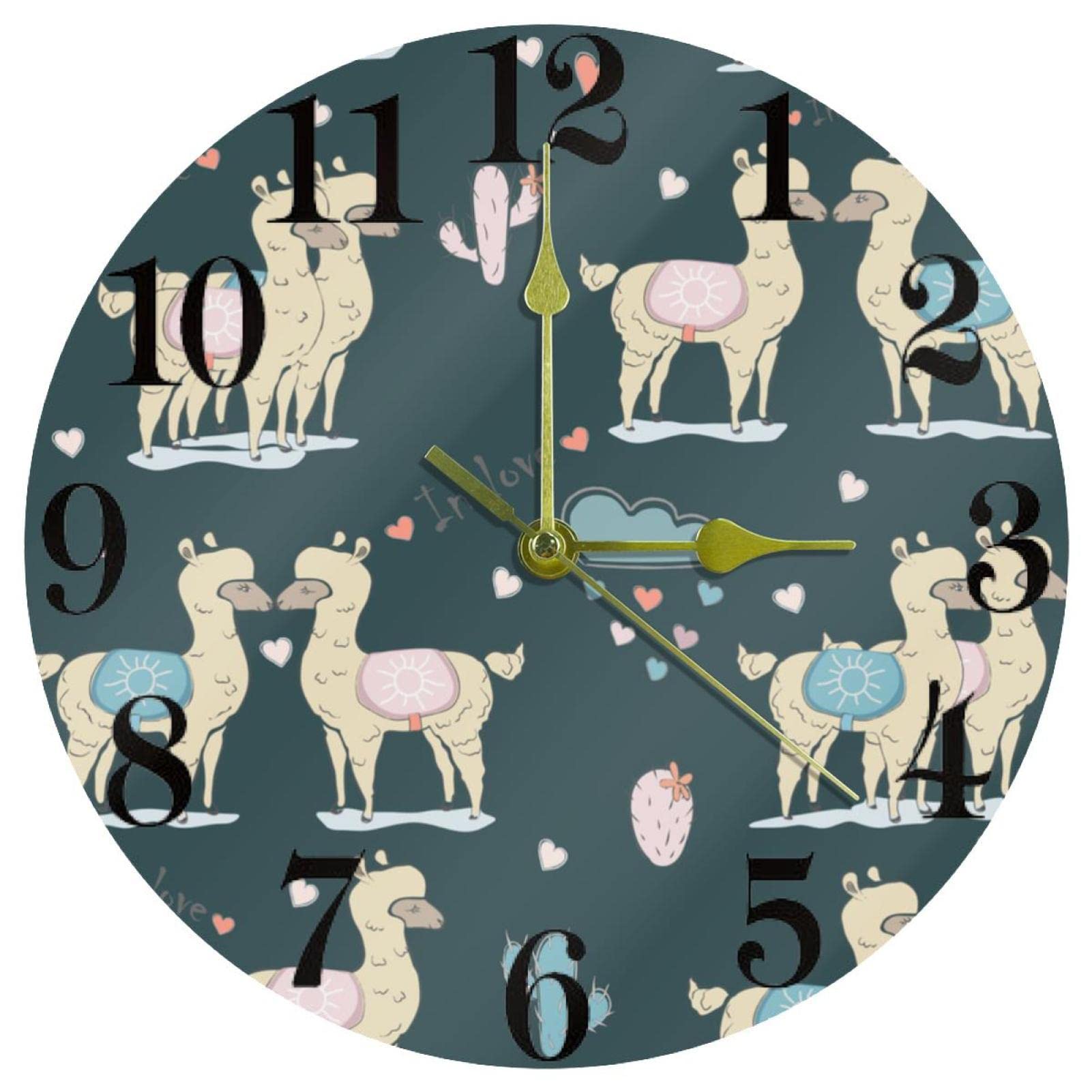 Horloge murale ronde 25 cm à quartz silencieuse pour la cuisine et le salon