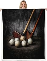 Vista 9 de Golf Printed Bed Blanket,Ball Game Lovr Throw Blanket Lightweight Soft Cozy,Retro Simple Style Flannel Blankets for Sofa Bedroom Office,Brown Brown